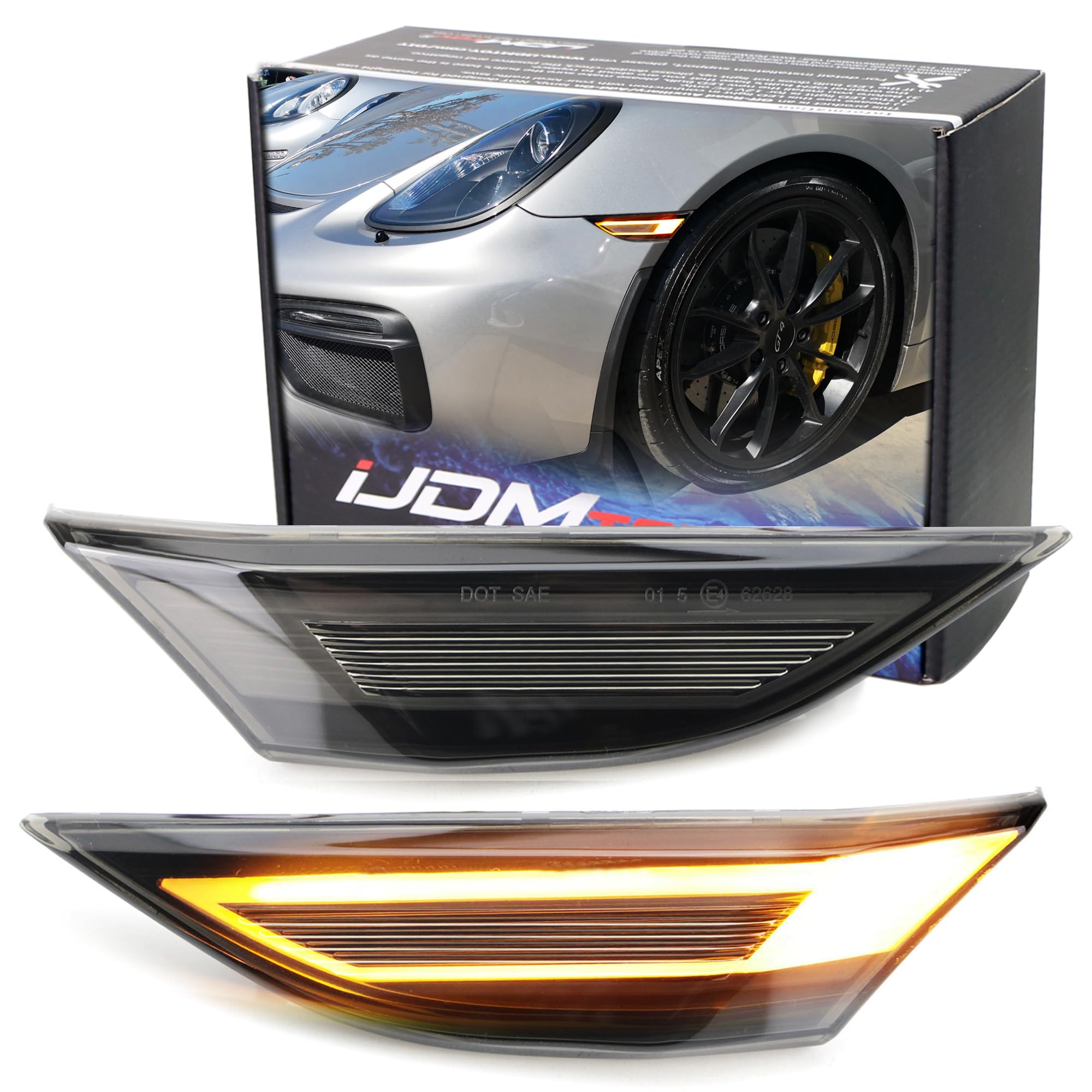 Akr9 　　　SEDAN ALL PURPOSE Big Light Clear Lens Amber Full LED Side Marker Lights For 1989-1998
