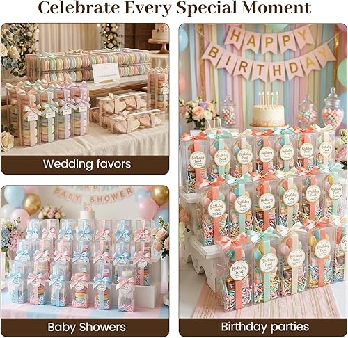 Miniatura 7 de VGOODALL 30 cajas transparentes de recuerdo, 8.2 x 2.75 x 2.2 pulgadas, cajas de cubo transparentes para galletas, macarrones, bodas, despedidas