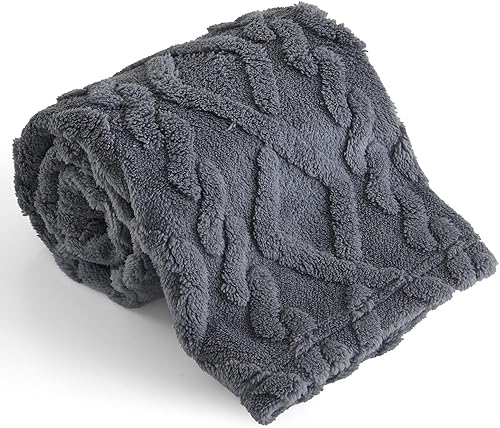 KMUSET Manta infantil para niños y niñas, 30 x 40 pulgadas, manta suave y acogedora manta de jacquard 3D gris oscuro