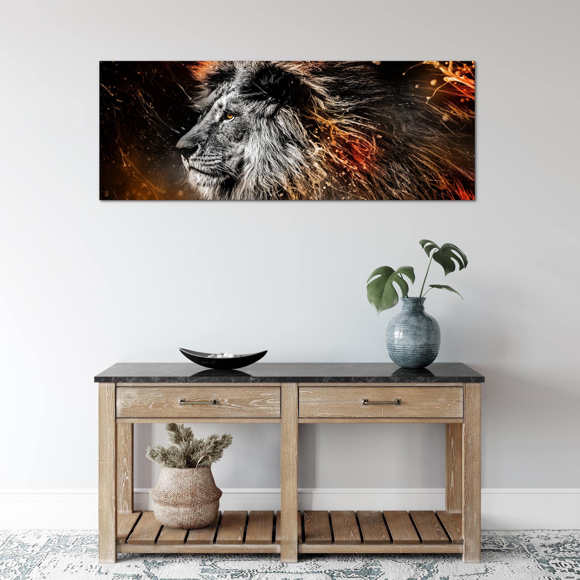 Quadro Murale Runa Art – 5 Pezzi Leoni Graffiti Astratti Per Camera Da Letto O Corridoio - 4