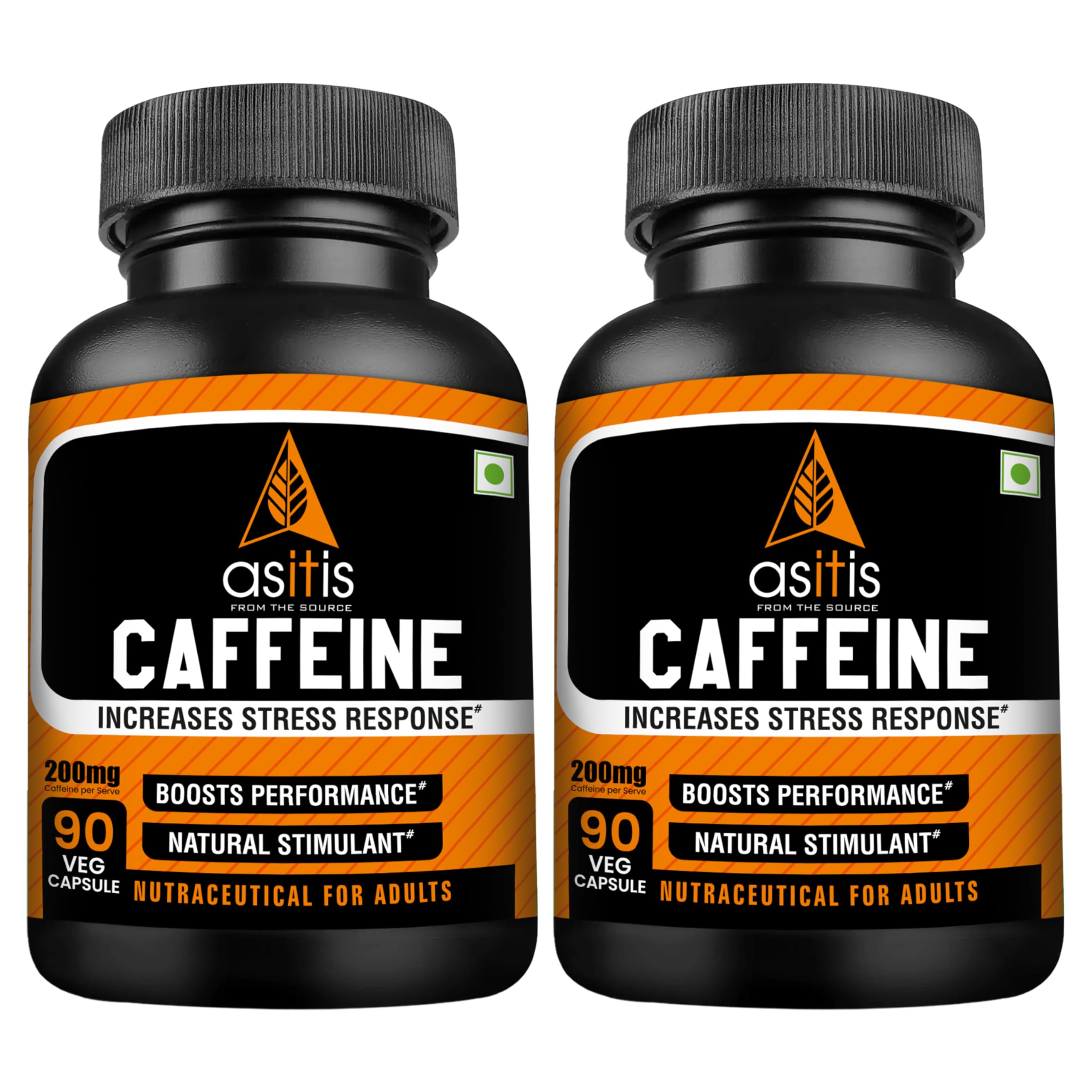AS-IT-IS Nutrition Caffeine 200mg per serving, 90 Capsules(Pack of 2) |Pre workout| Natural Stimulant for Men & Women| Boosts Energy, Endurance & Focus | Zero Fillers | Lab Tested