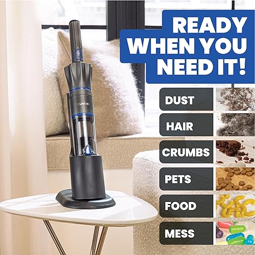 Miniatura 9 de Ruvio Aspiradora de mano inalámbrica para el hogar y el automóvil, aspiradora de mano portátil ligera sin cable funciona en pelo de mascotas, suelo,