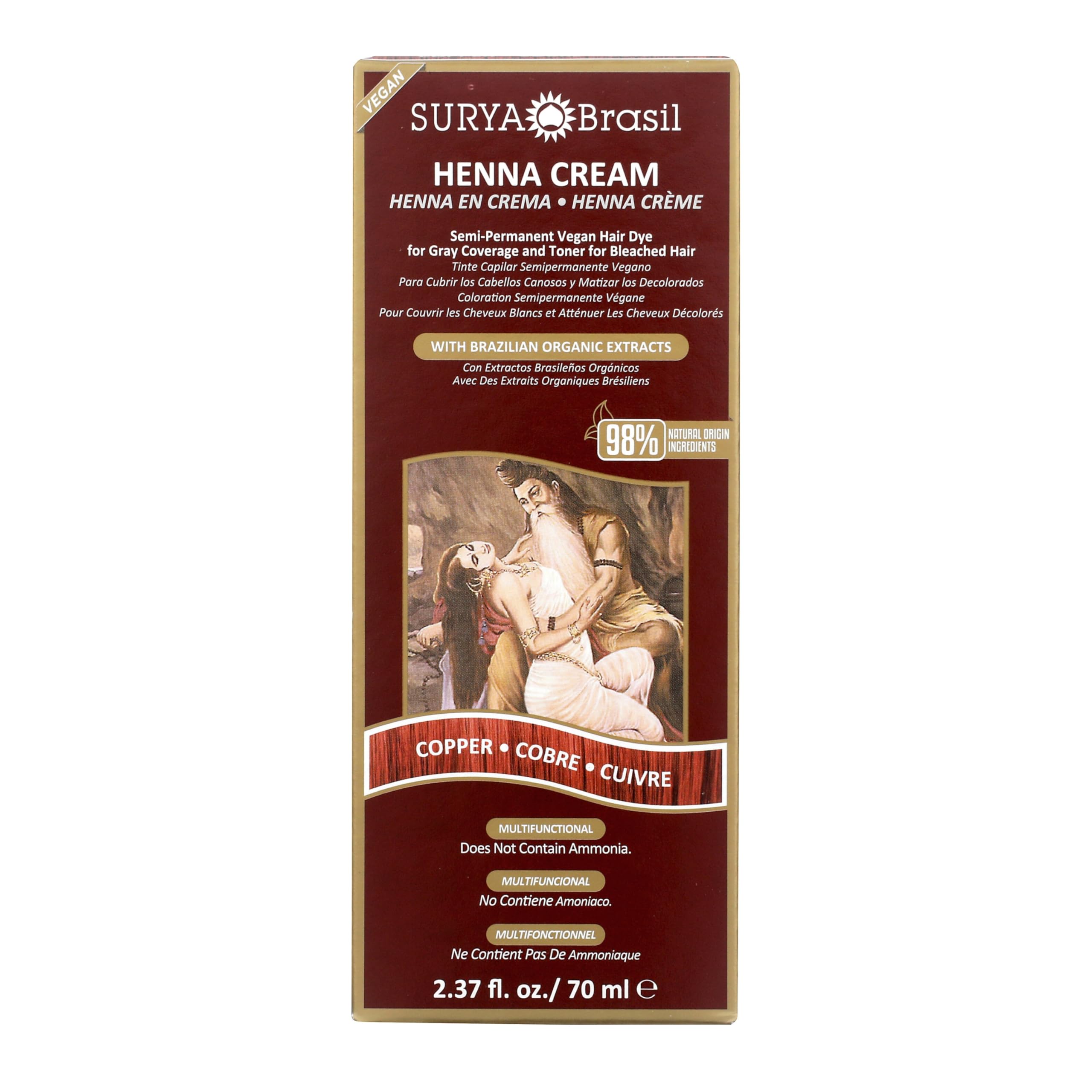 Surya Brasil Henna Cream Hair Color Treatment, Copper, 2.37 oz / 70 ml