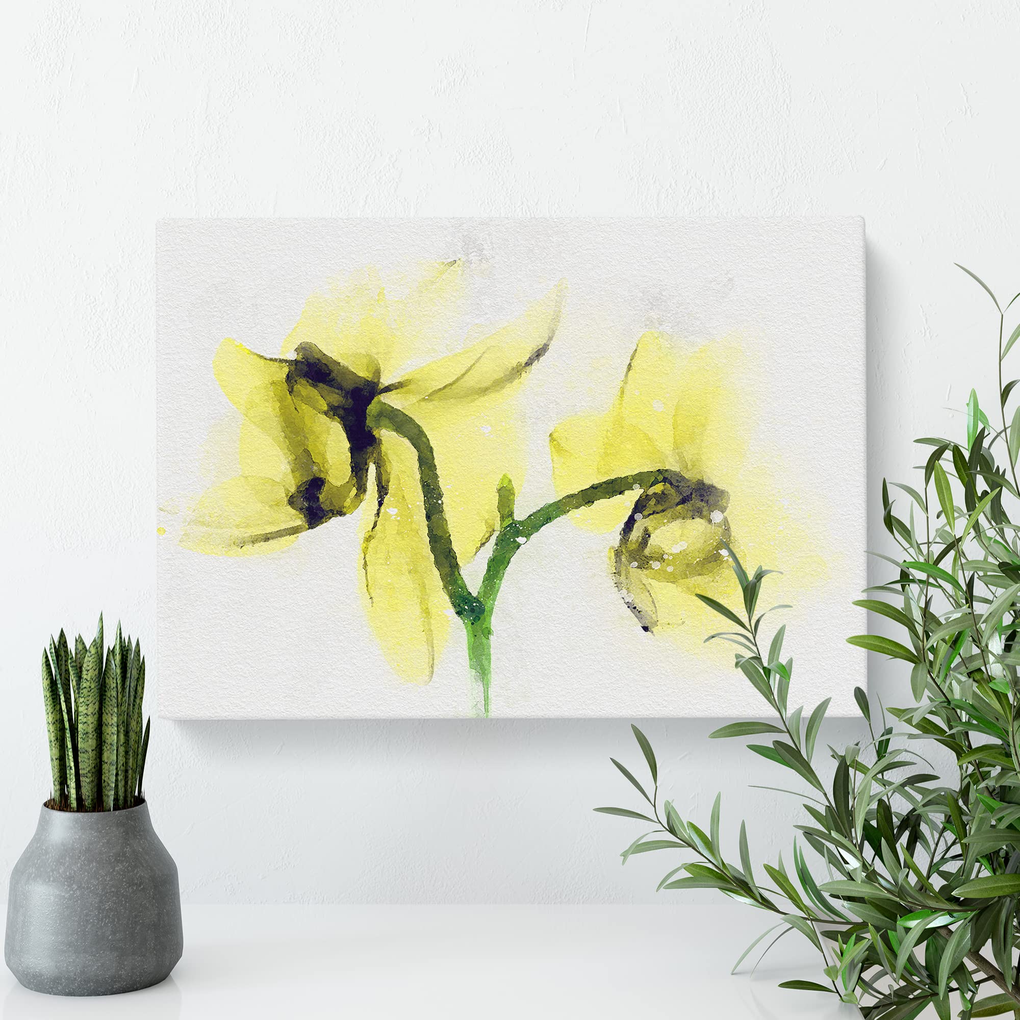 Yellow Orchid Flower Canvas Print, Mixed, 25L x 50W cm - Image 2