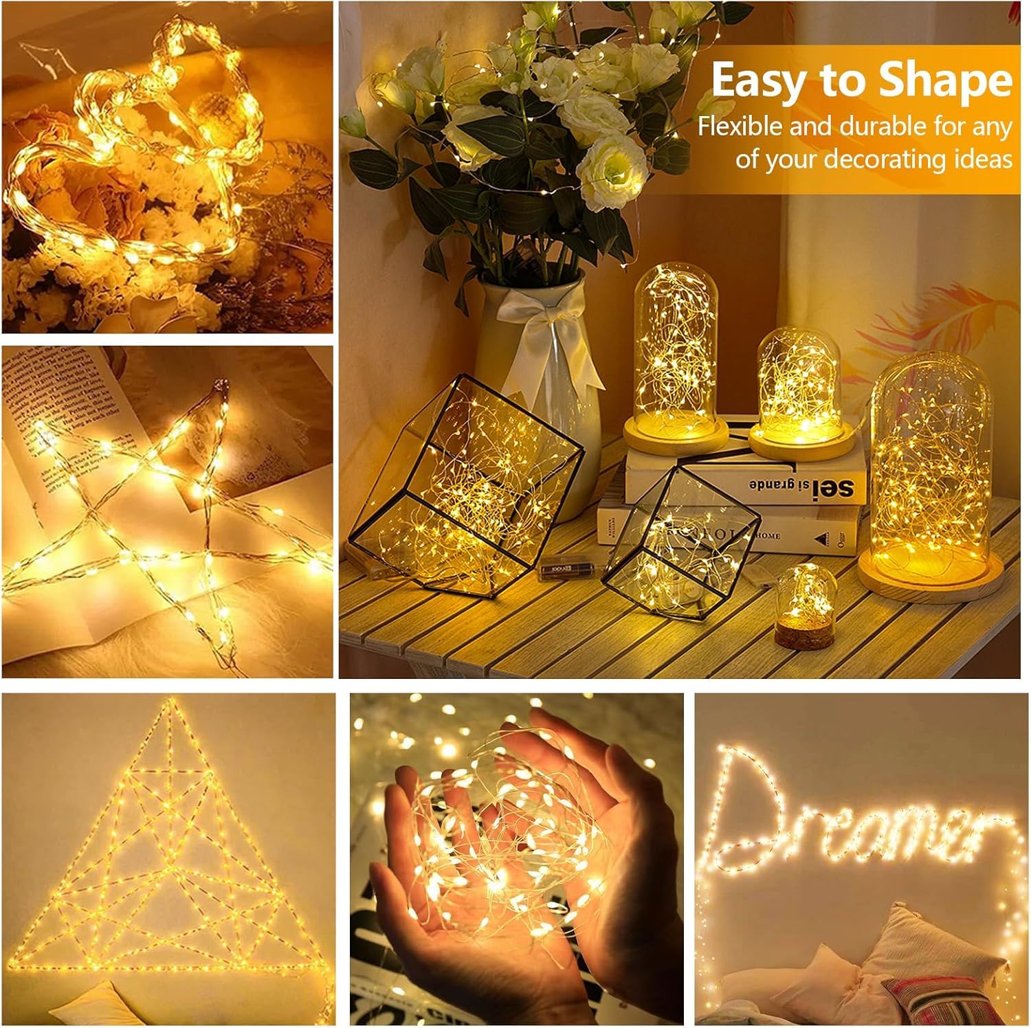 Lot de 30 Guirlande Lumineuse LED Mini Guirlande a Pile 1M 10 Fil de Cuivre Intérieur et Extérieur Décoration Lumière pour bouteille Mariage Fête Noël ChambreBlanc Chaud