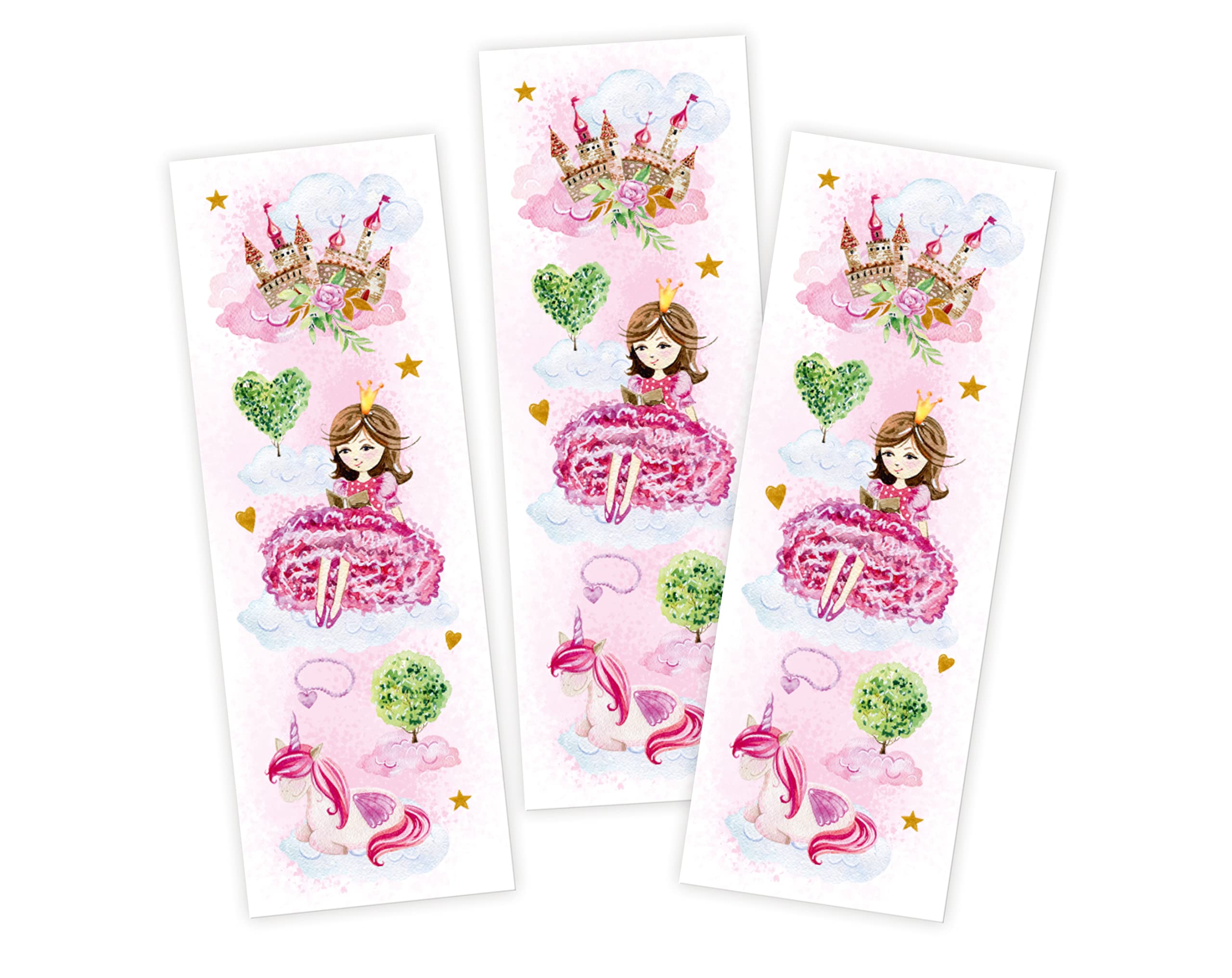 Junapack 12 biglietti d'invito per il compleanno dei bambini, principessa con unicorno, incl. 12 buste, 12 sacchetti/naturale, 12 adesivi