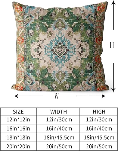 Miniatura 3 de Juego de 2 fundas de cojín bohemias de 16 x 16 pulgadas, alfombra persa de algodón suave con patrón de doble cara, fundas de cojín decorativas para