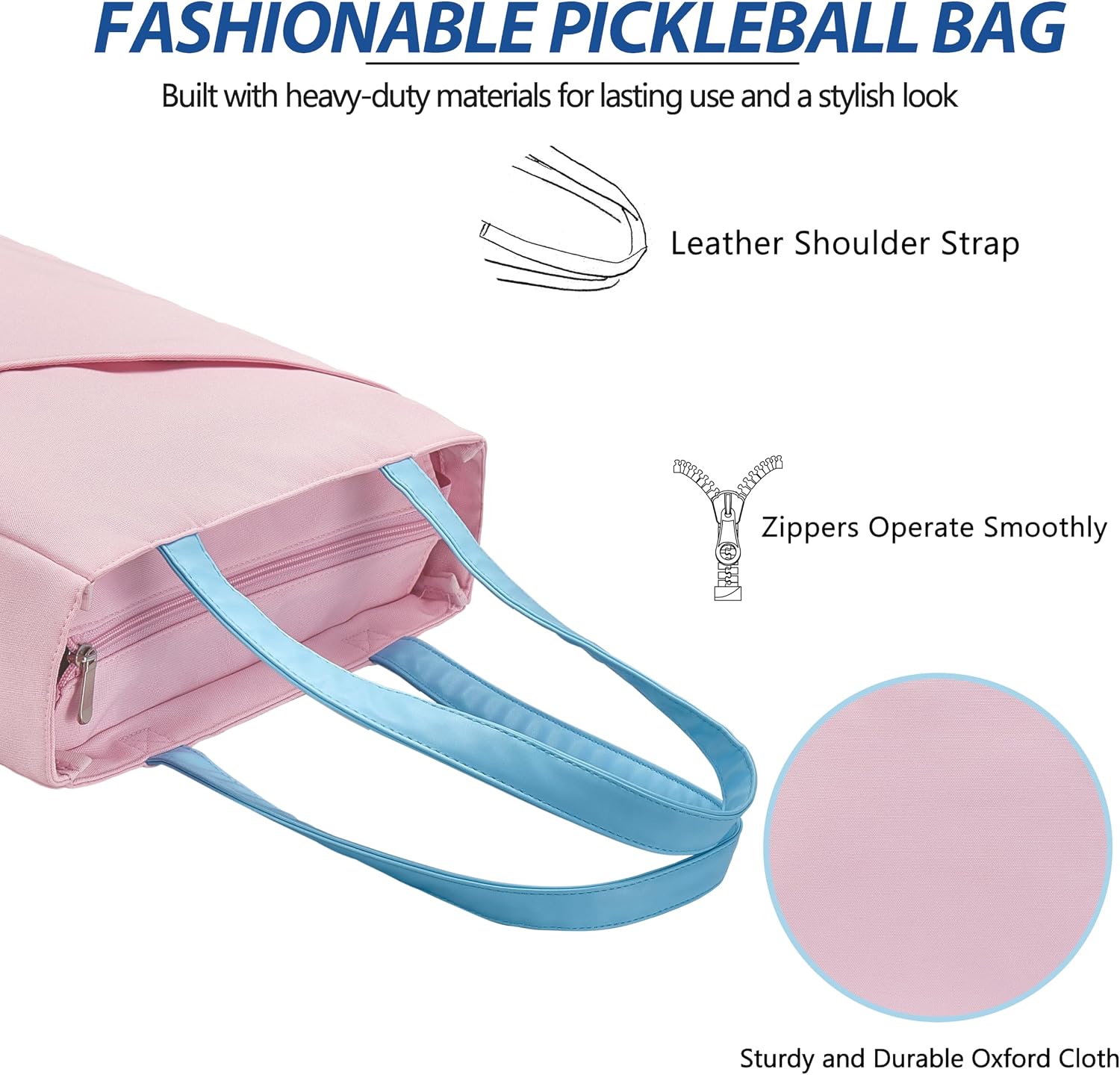 Pickleball Bag for Women Stylish Nylon Tote Fits 2 Paddle, Ball, Gear, Utility Shoulder Handbag for Sports