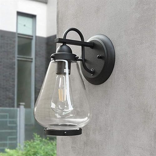 Miniatura 5 de Farol de cristal al aire libre con forma de pera E27 industrial retro decoración creativa luces montadas en garaje luz apliques de pared accesorios