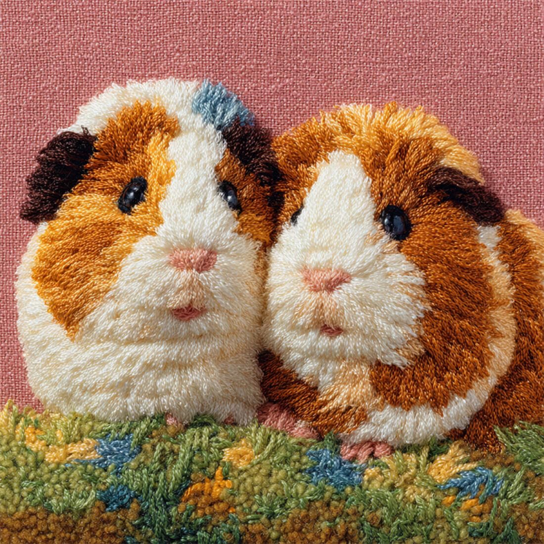 Kitquiver Animal Latch Hook Craft Kits Cartoon Guinea Pig DIY Latch Hook Kits Pillowcase Embroidery,Knitting,Gift for Adults/Beginners 17x17In