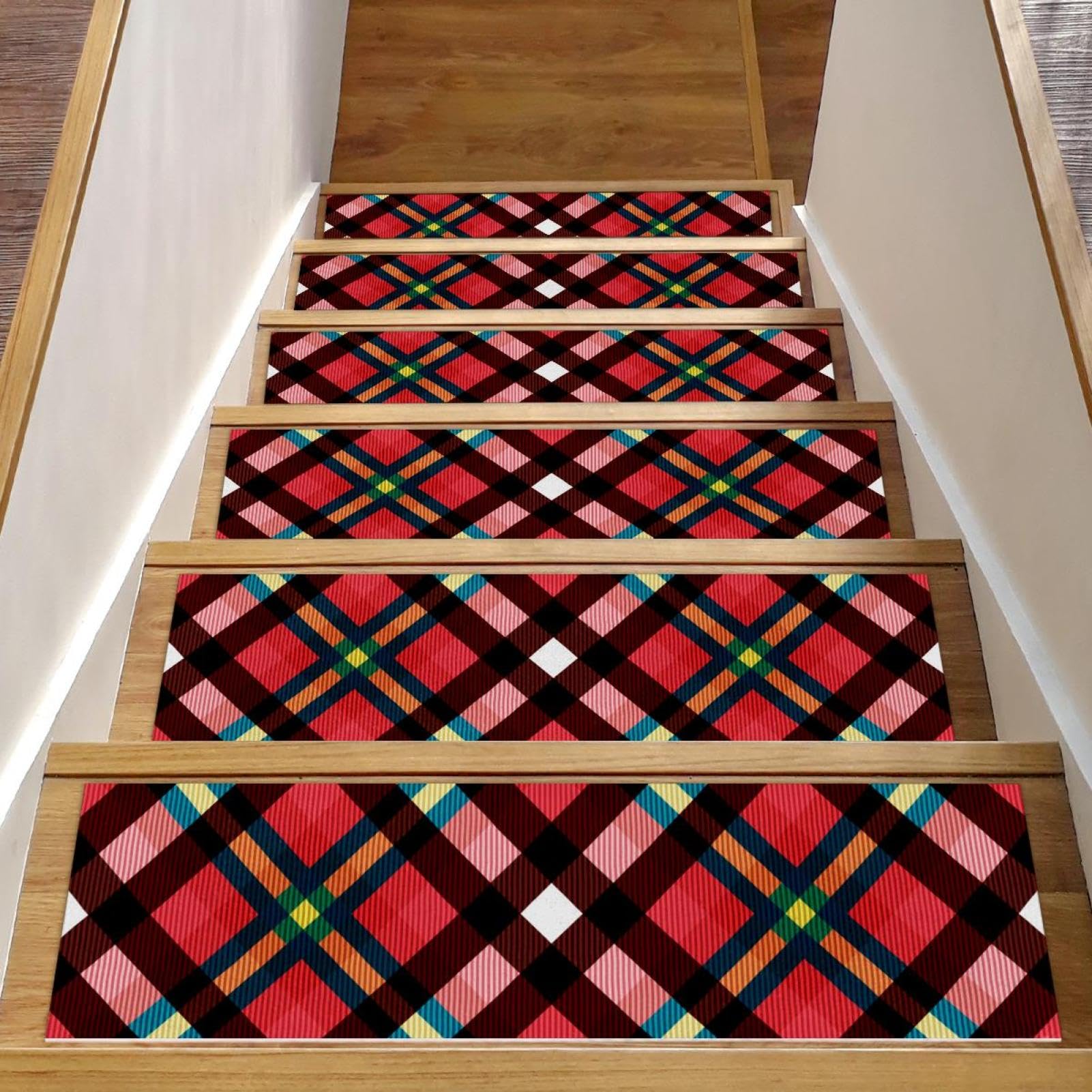 Alfombra para escaleras interiores alfombrillas antideslizantes Navidad 15 ud