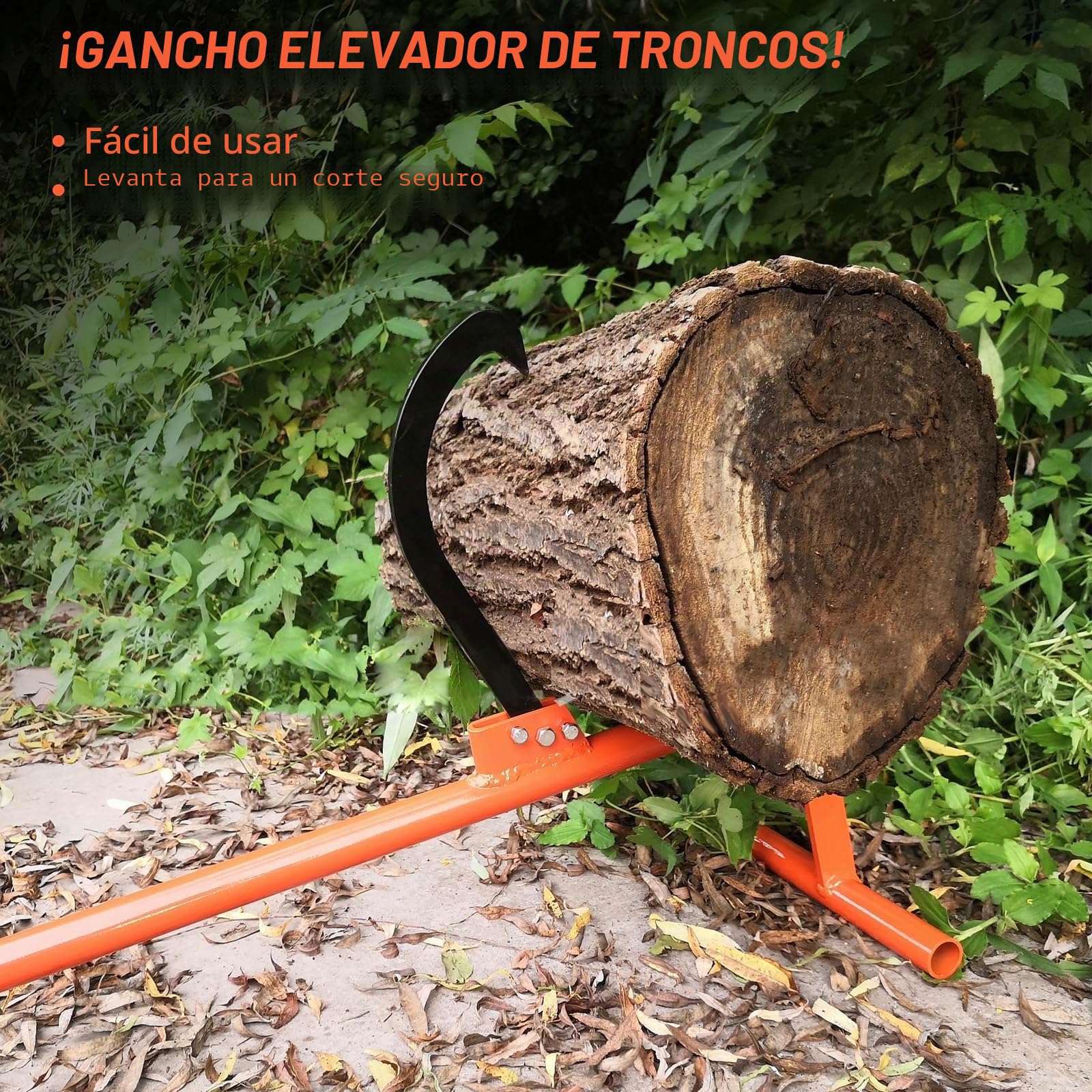Cuña de 130 cm, elevador de madera, cuña con gancho giratorio, apertura máx. 32 cm, cuña arqueada forjada con gancho giratorio y empuñadura antideslizante, elevador para talar árboles, para trabajos