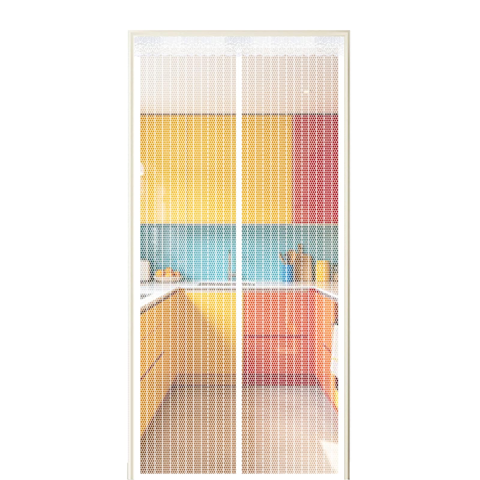 Xuehmin White Screen Door 175 X 290 Cm Self Sealing Powerful Magnets Heavy Duty Bug Mesh Curtain With Powerful Magnets & Full Frame Magic Tape Suitable For Patio Doors Balcony Bedroom,