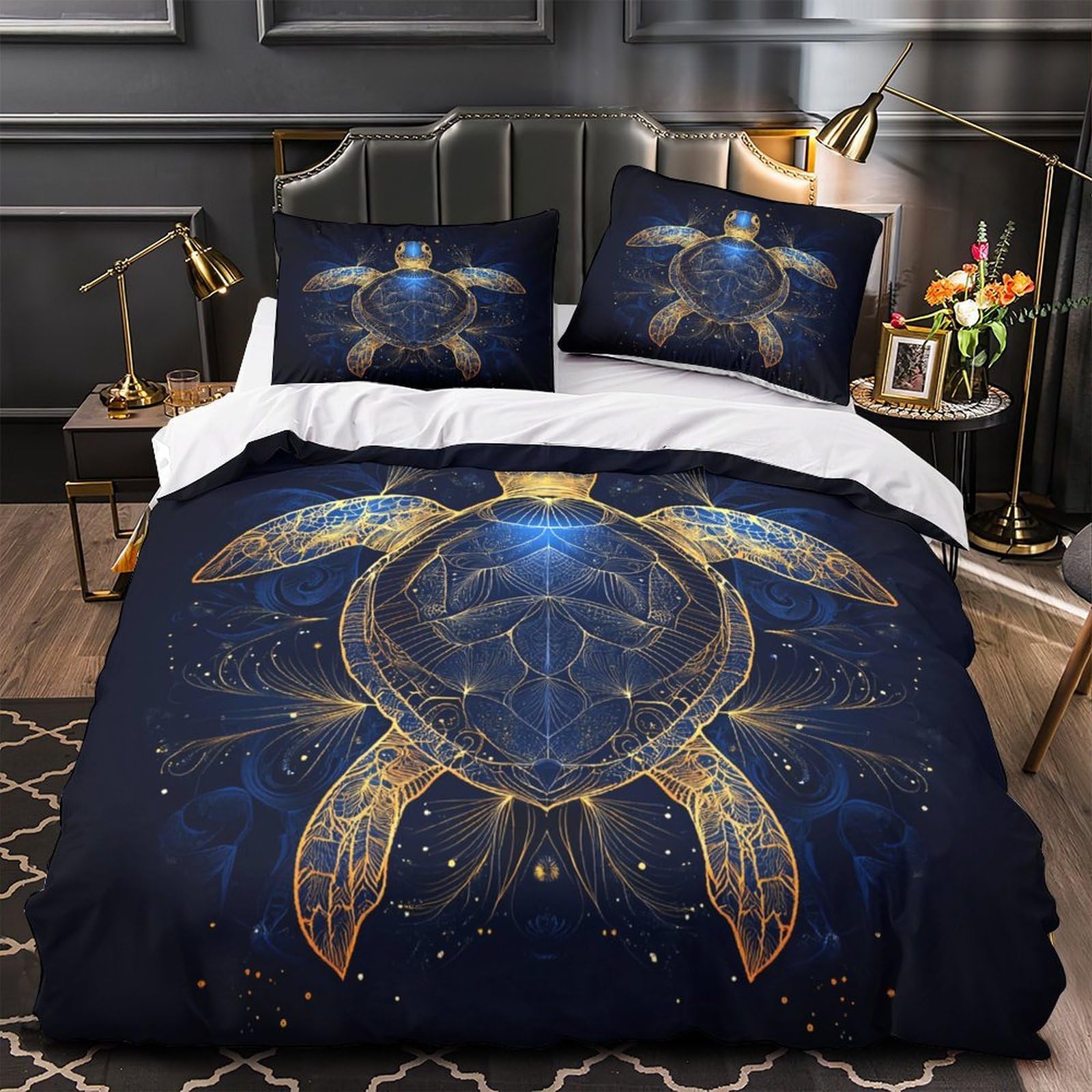 Housse de couette tortue de mer 3D fantastique déco chambre ado double