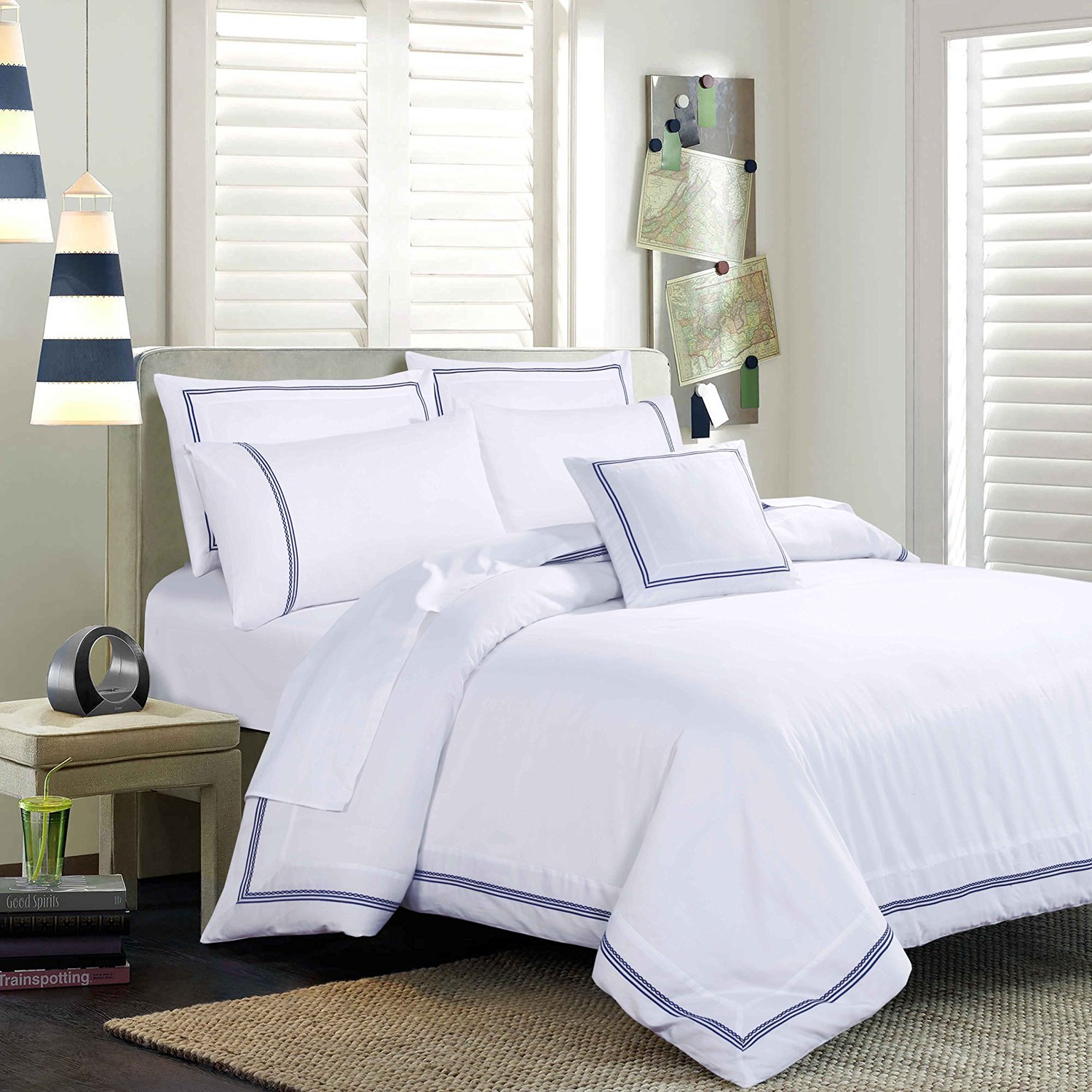 GMTEXTILE 100% Cotton LUXURY Duvet Cover Set 600 TC ATLAS, with 2 Pillow Cases (Super King) (220 x 260 cm)
