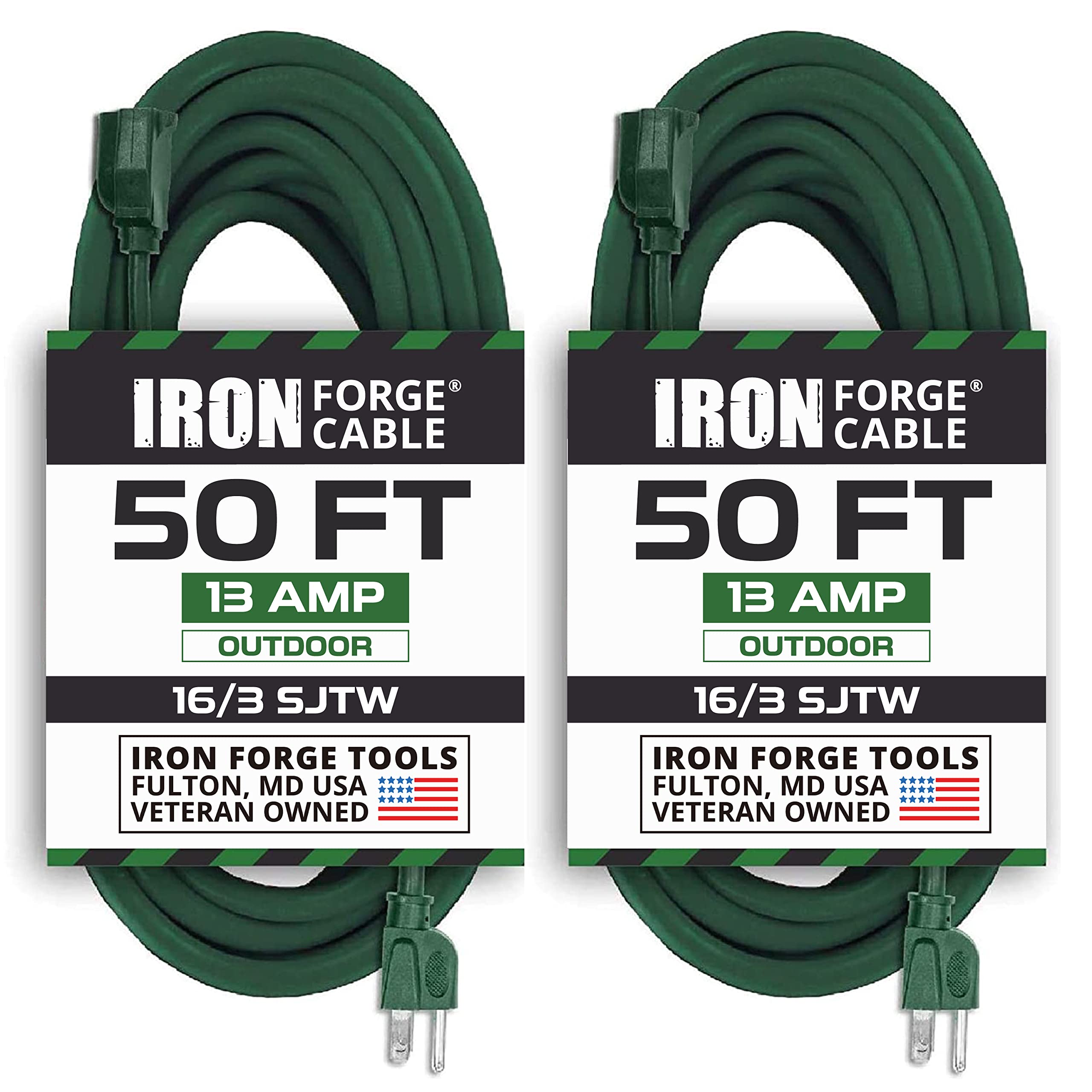 2pack) 25 Ft Power Extension Cord Outdoor Indoor Heavy, 51 OFF