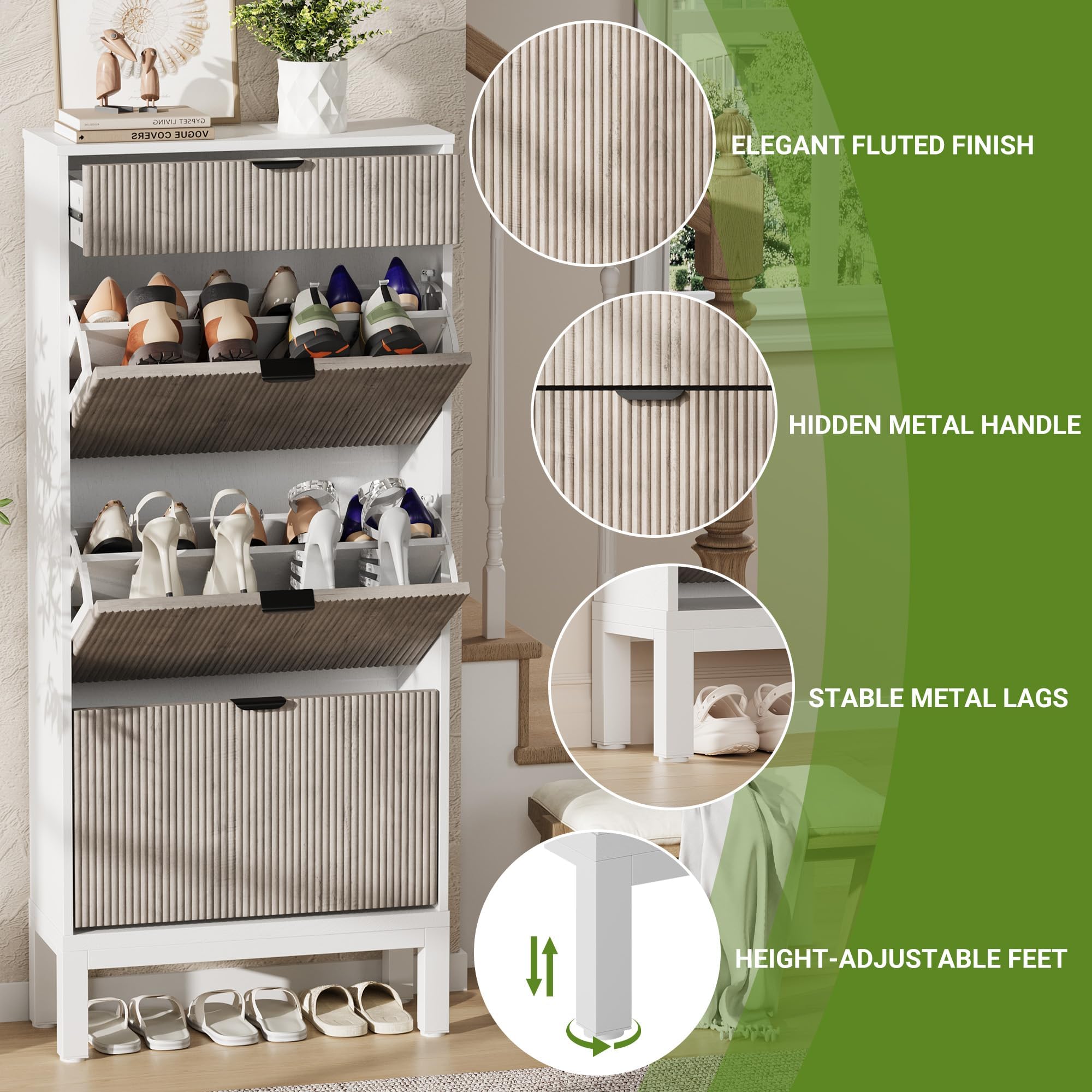 Amazon.com: GarveeHome Shoe Cabinet with 3 Flip Doors & 1 Drawer