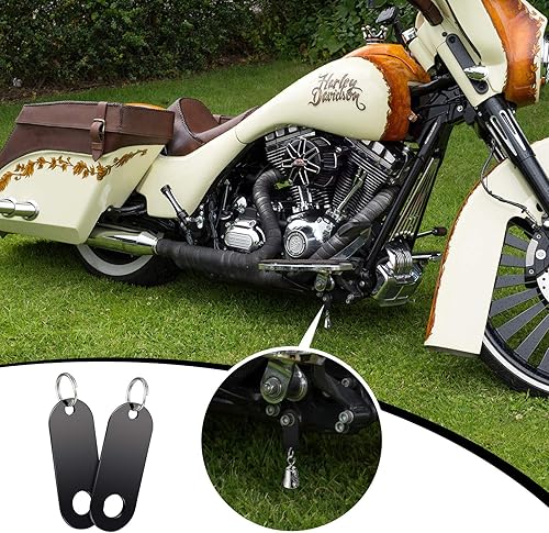 Miniatura 6 de 2 perchas para campanas de motocicleta, colgador de campana de la suerte de motocicleta y 2 anillos divididos, se adapta a cualquier campana (negro)