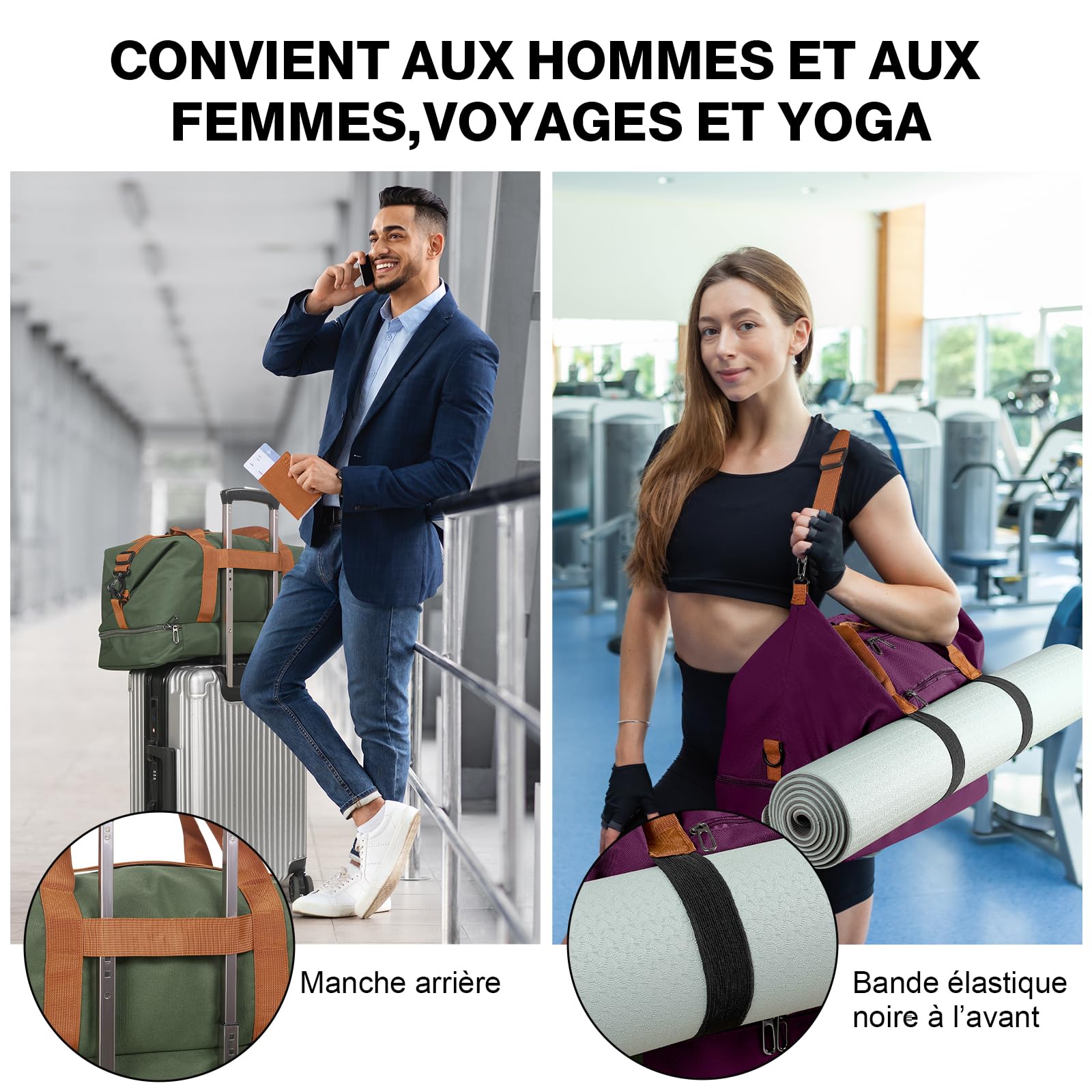 Sac de Weekend Homme Imperméable, 32,2 L, Sac de Sport de Voyage Homme Imperméable, Sacs de Week-End Grand avec Compartiment à Chaussures, Poche Humide, Sacs de Bagage pour Natation, Bleu