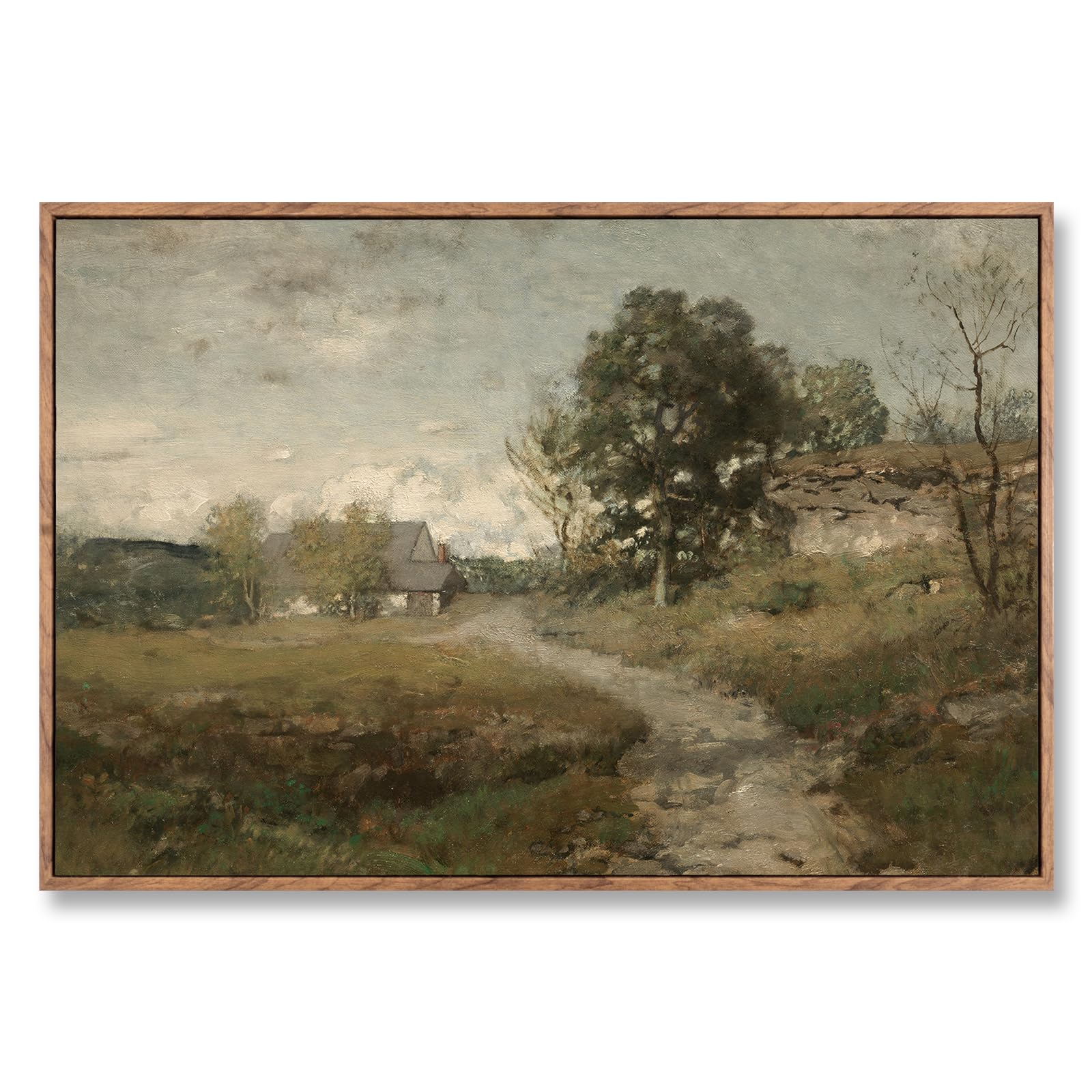 Photo 1 of ElfLuna Framed Canvas, Vintage Rural Path Farmhouse Landscape Print