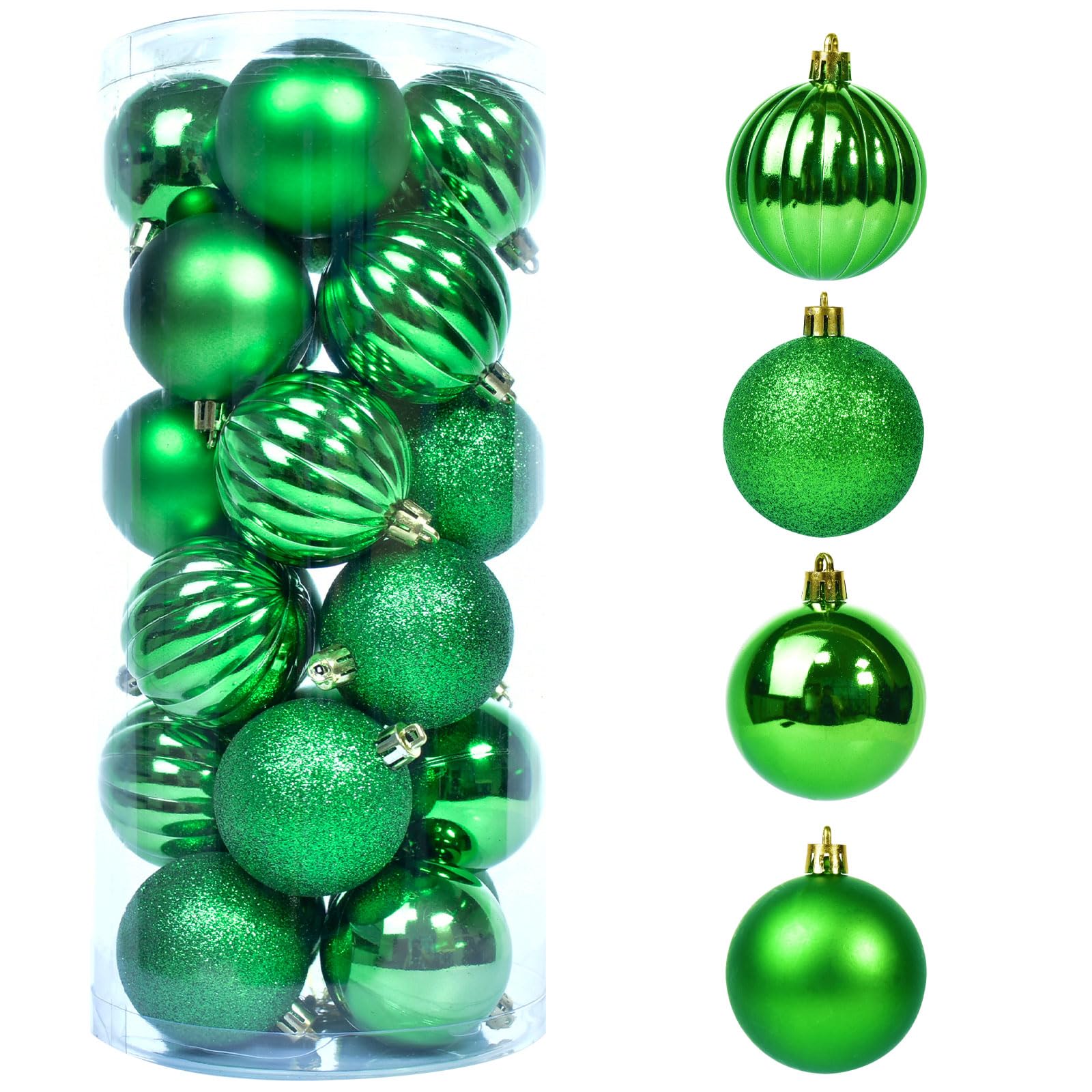 24PCS Christmas Ball Ornaments - for Xmas Christmas Tree Decorations, Shatterproof Christmas Ball Decorations for Holiday Wedding Prty Decoration - Green 2.3"(60mm)
