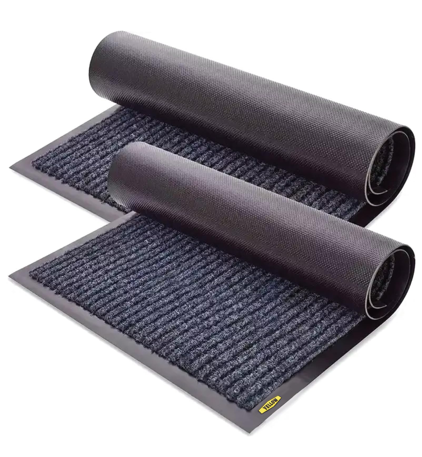 Yellow Safety® Heavy Duty Entrance Mat, Indoor Use, Black, 2 Pack, 30"x17"