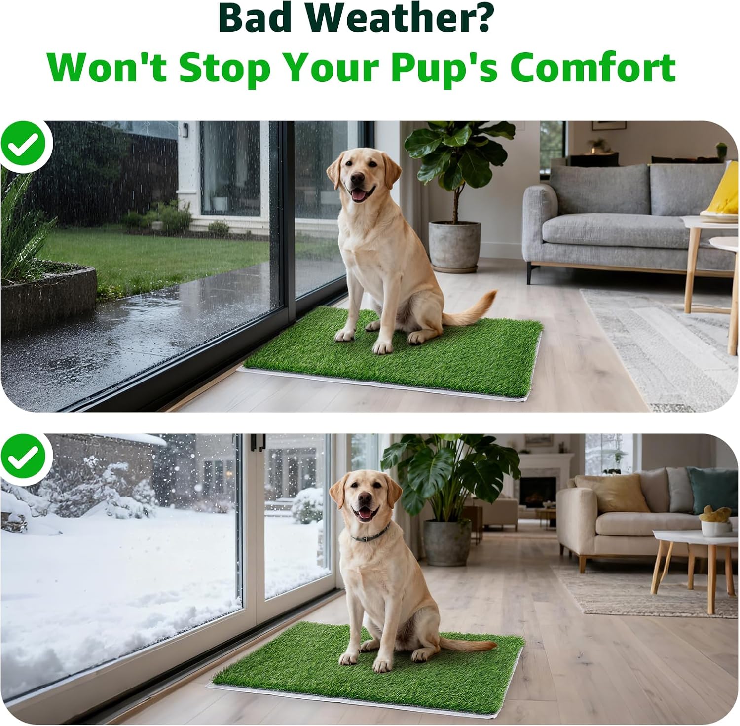 Artificial Grass Pad for Dogs Potty: Fake Grass for Dogs Puppy Potty Training to Pee and Poop on Balcony, Backyard, Patio, Apartment - Protect Floor and Furnitures, 2X Faster Drainage, Easy to Clean