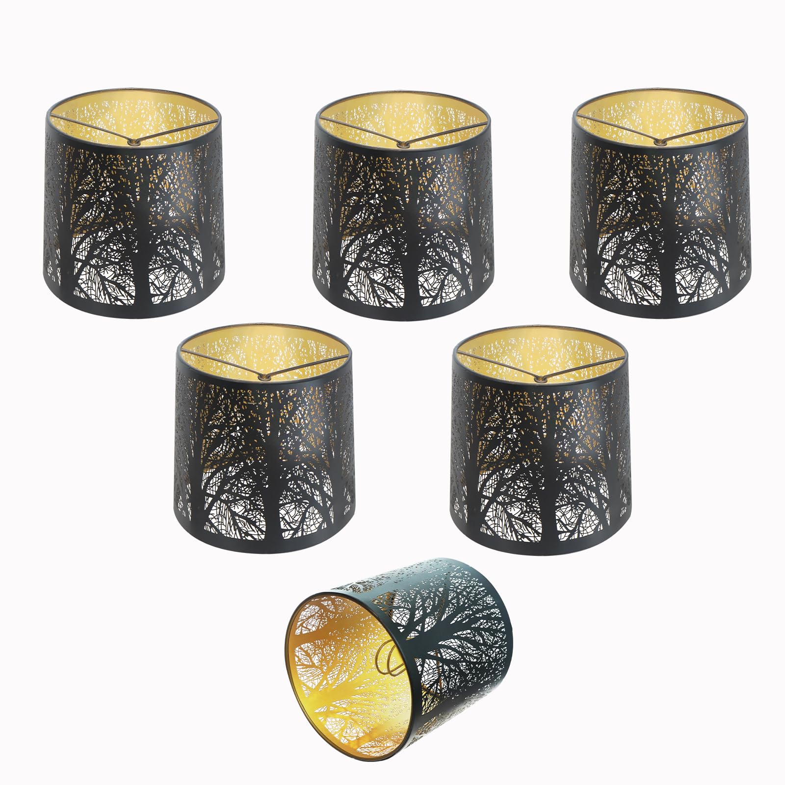 Photo 1 of Chandelier Shades Set of 6, Metal Small Lamp Shades Clip on Bulb, 5.1 x 5.1 in Replacement, Mini Cylinder Lampshade, Black Clip on for Pendant Light, Wall Sconces