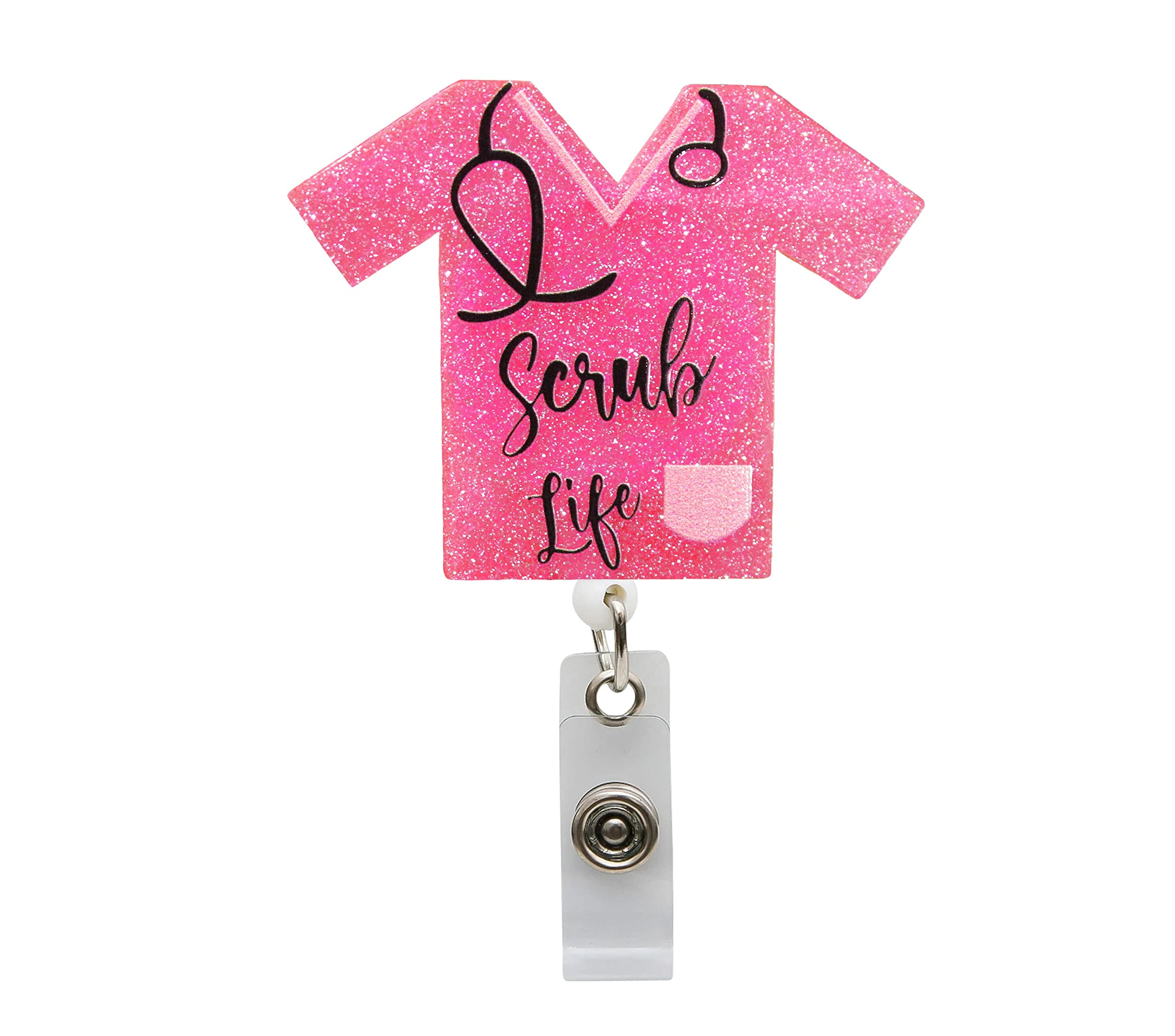Amazon.com : Pink Glitter Scrub Life ID Badge Reel - RN Retractable Holder with Alligator Clip for Hospitals Doctors and Office Staff : Office Products Amazon.com : Pink Glitter Scrub Life ID Badge Reel - RN Retractable Holder with Alligator Clip for Hospitals Doctors and Office Staff : Office Products