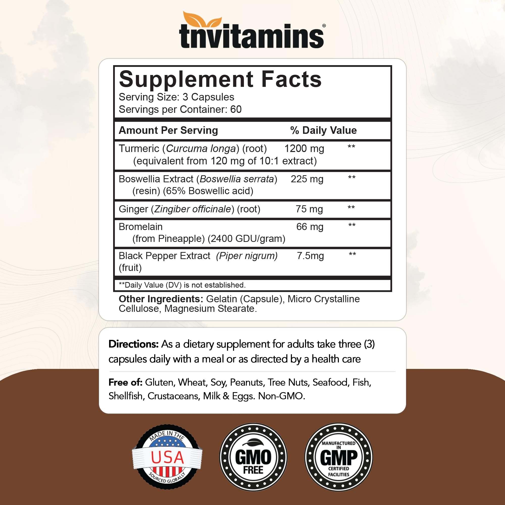 Turmeric & Boswellia Complex (180 Capsules) with Ginger Root, Bromelain, & Black Pepper Extract | Joint-Ease Formula: Powerful Joint Support Supplement* | Produced in the USA — Amazon image 2