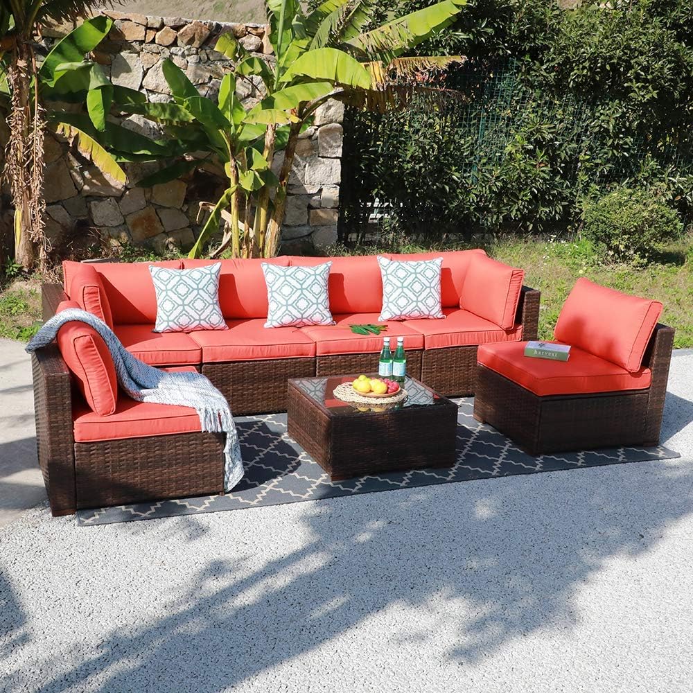 OC 7-Piece Outdoor Wicker Sectional Sofa Set with Ghana Ubuy