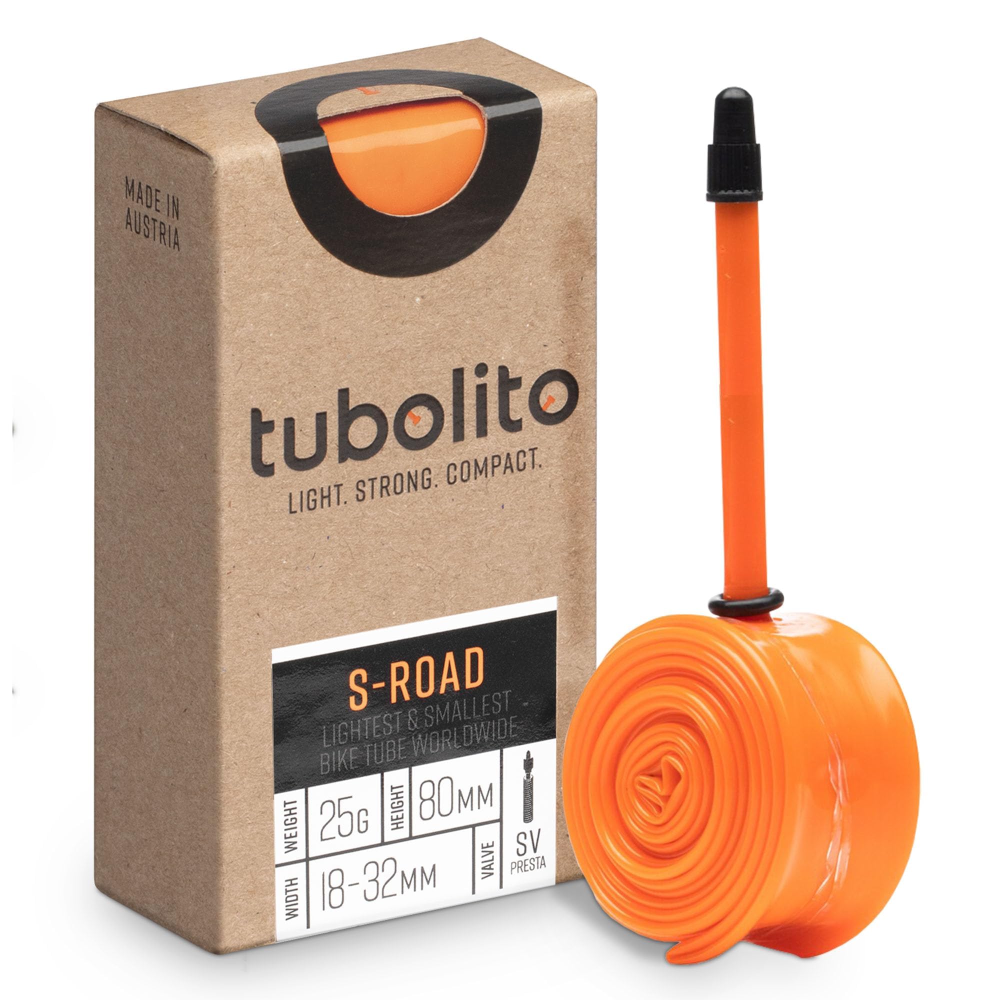 Tubolito S-Tubo Road TPU Innertube Bike 700c/29"" 18-28mm 80mm SV Presta LIGHTEST
