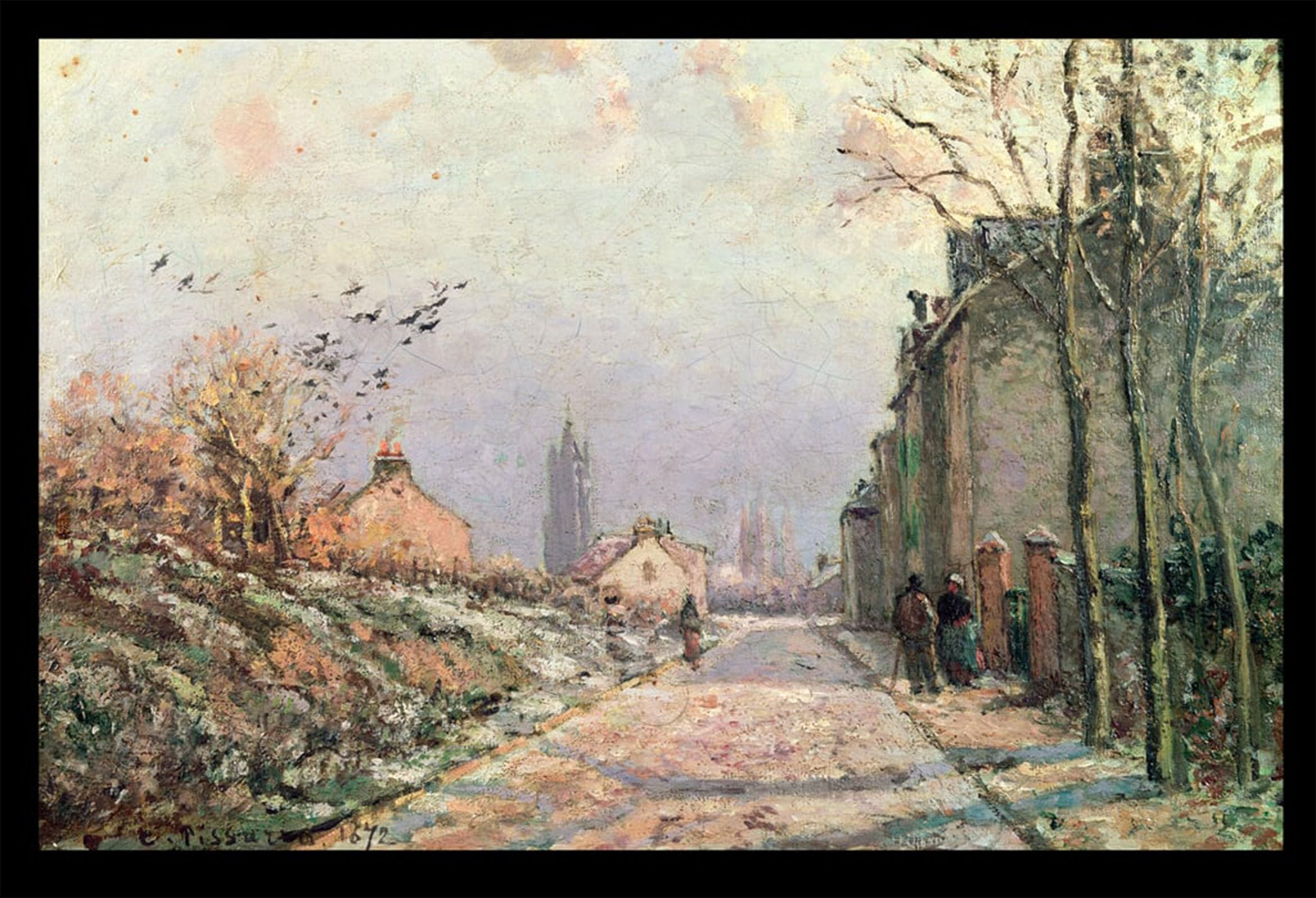 HRJUBWREE Famous Paintings Pictures Artwork Picture the Road Effect of Winter by Camille Jacob Pissarro Photo Wall Print for Home Decor 60x90cm