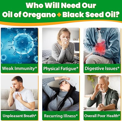 Miniatura 7 de Aceite de orégano con aceite de semilla negra - 20000 mg de orégano  Mezcla de hierbas 17 en 1 con probiótico, Carvacrol de 20 veces de fuerza y