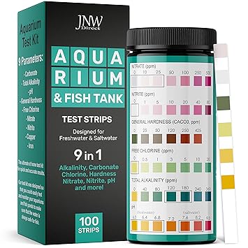 JNW Direct Aquarium Test Strips 7 in 1, Best Kit for Accurate Water Quality Testing for Saltwater & Freshwater Aquariums and Fish Ponds, 150 Strip MEGA Pack