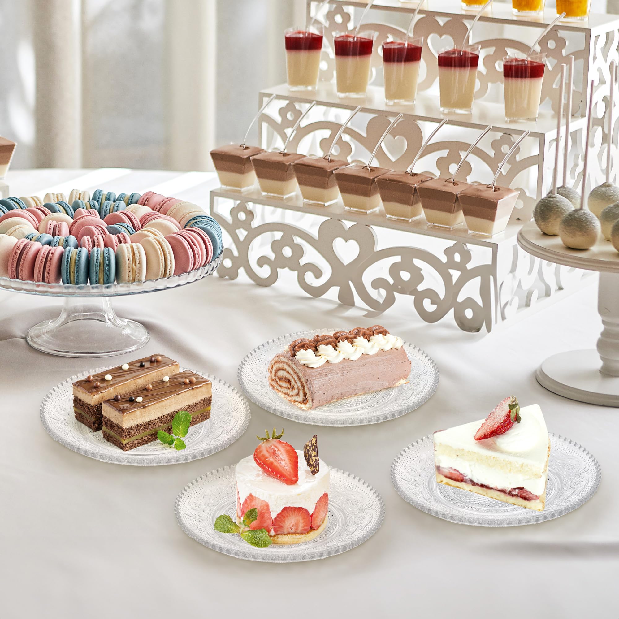 12 piatti da dessert in vetro da 15,2 cm, piatti piani piccoli, riutilizzabili, trasparenti, piatti rotondi per insalata, frutta, snack, antipasti, torte