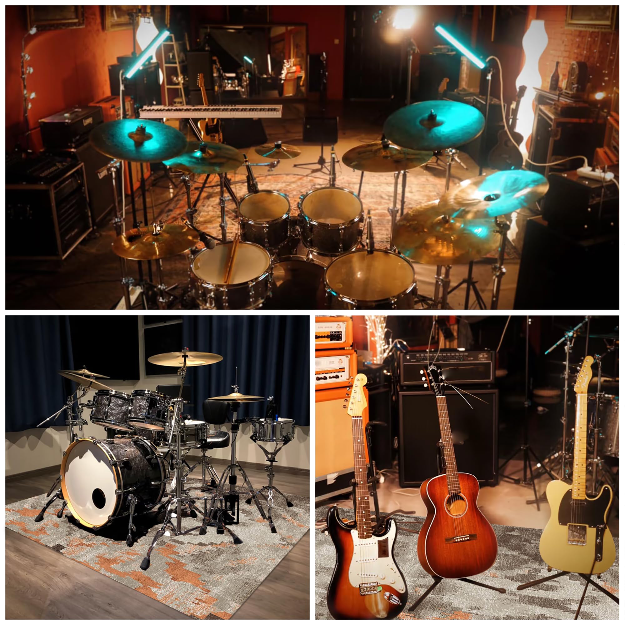 Tappeto a Tamburo Elettroniche Tappetino per Batteria 300 x 200 cm | Antiscivolo, Tappeto per Percussioni, Tappeti per Batterie Elettroniche Rullante Acustica Snare Drum Grancassa Strumenti