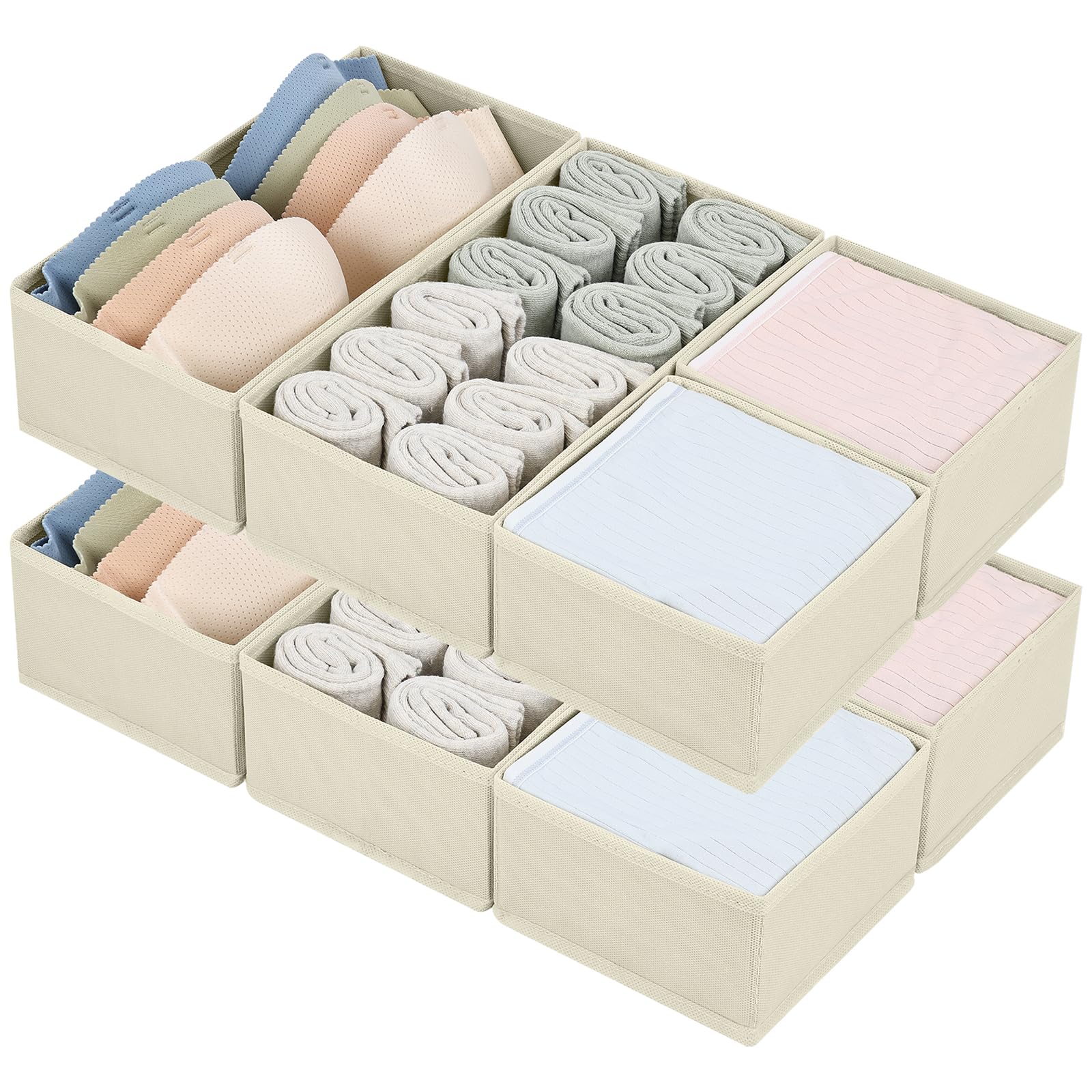 Amazon com: DIMJ Drawer Organizers for Clothing Set of 8 Fabric Closet