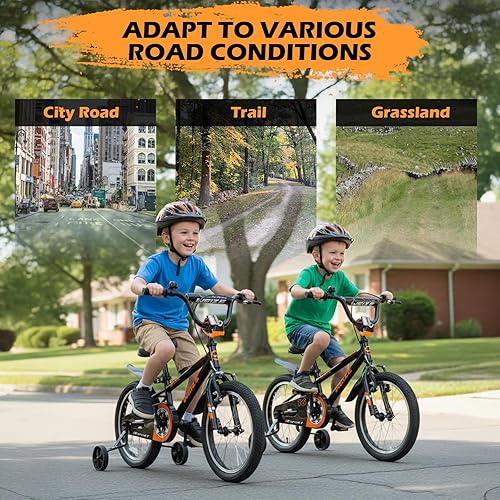 Miniatura 9 de WEIZE Bicicletas para niños, bicicleta de 16 a 20 pulgadas para niños, bicicleta estilo BMX para niños y niñas de 4 a 12 años, bicicleta para niños