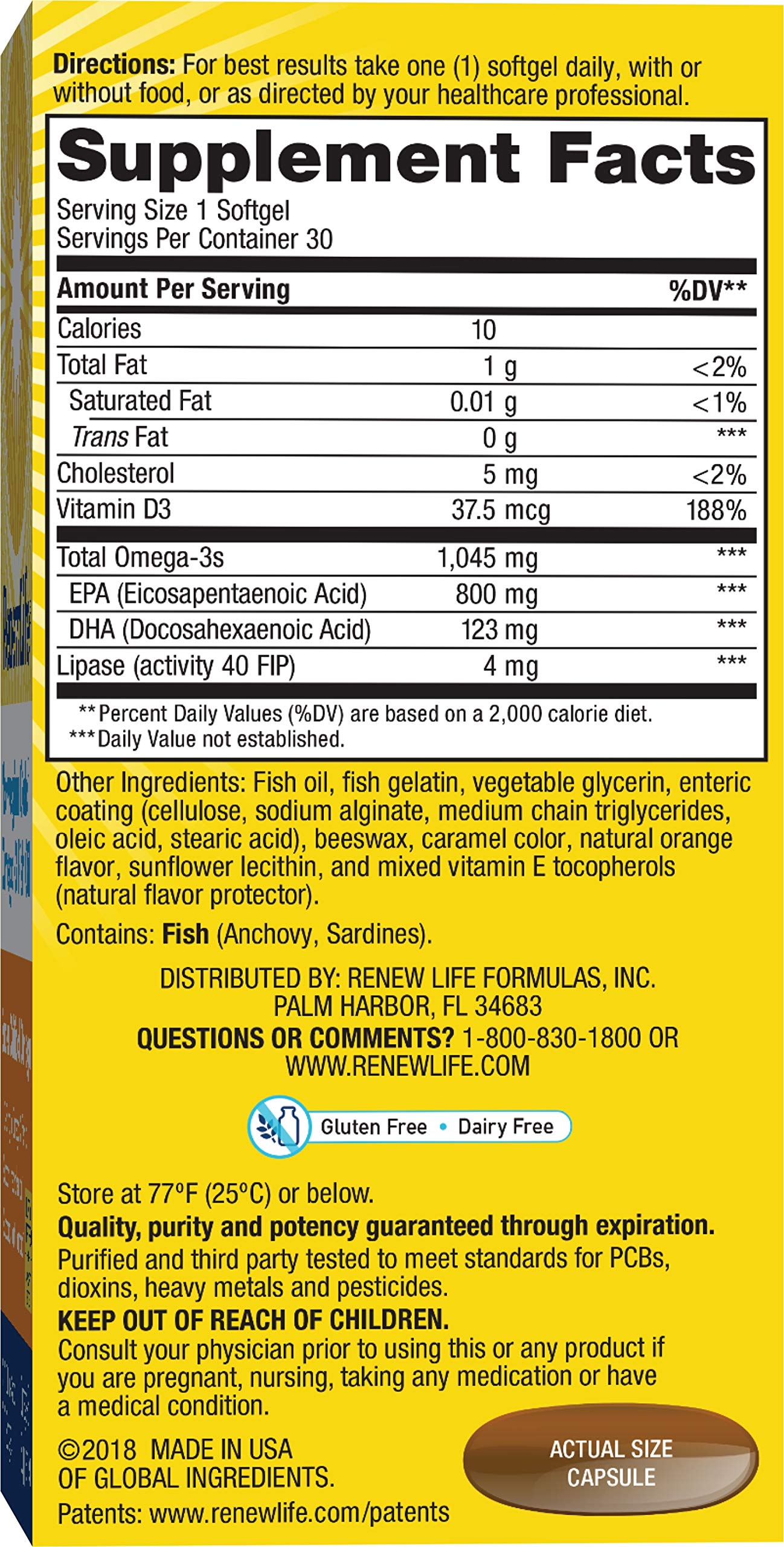 Renew Life Norwegian Gold Adult Fish Oil Super Critical Omega, Omega