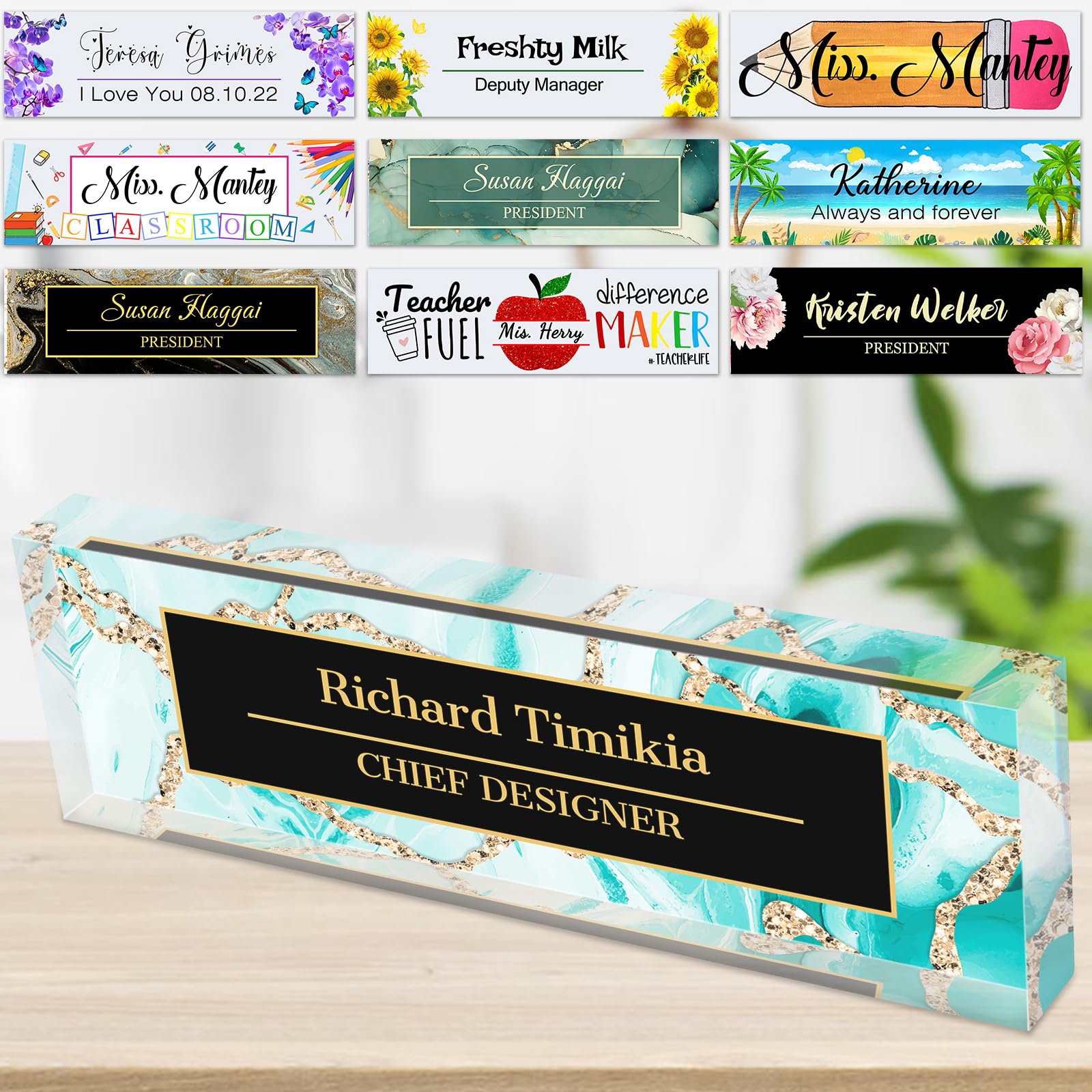 Acrylic Name Plate for Office Desk Personalised Custom Nameplates Bulk for Teacher Classroom Men Women Nurse Gifts