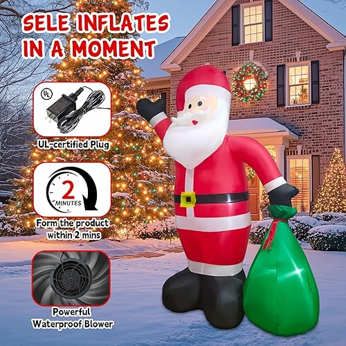 Miniatura 4 de Decoración inflable de Navidad de 8 pies para exteriores, Papá Noel inflable gigante con caja de regalo, decoraciones inflables de Navidad para