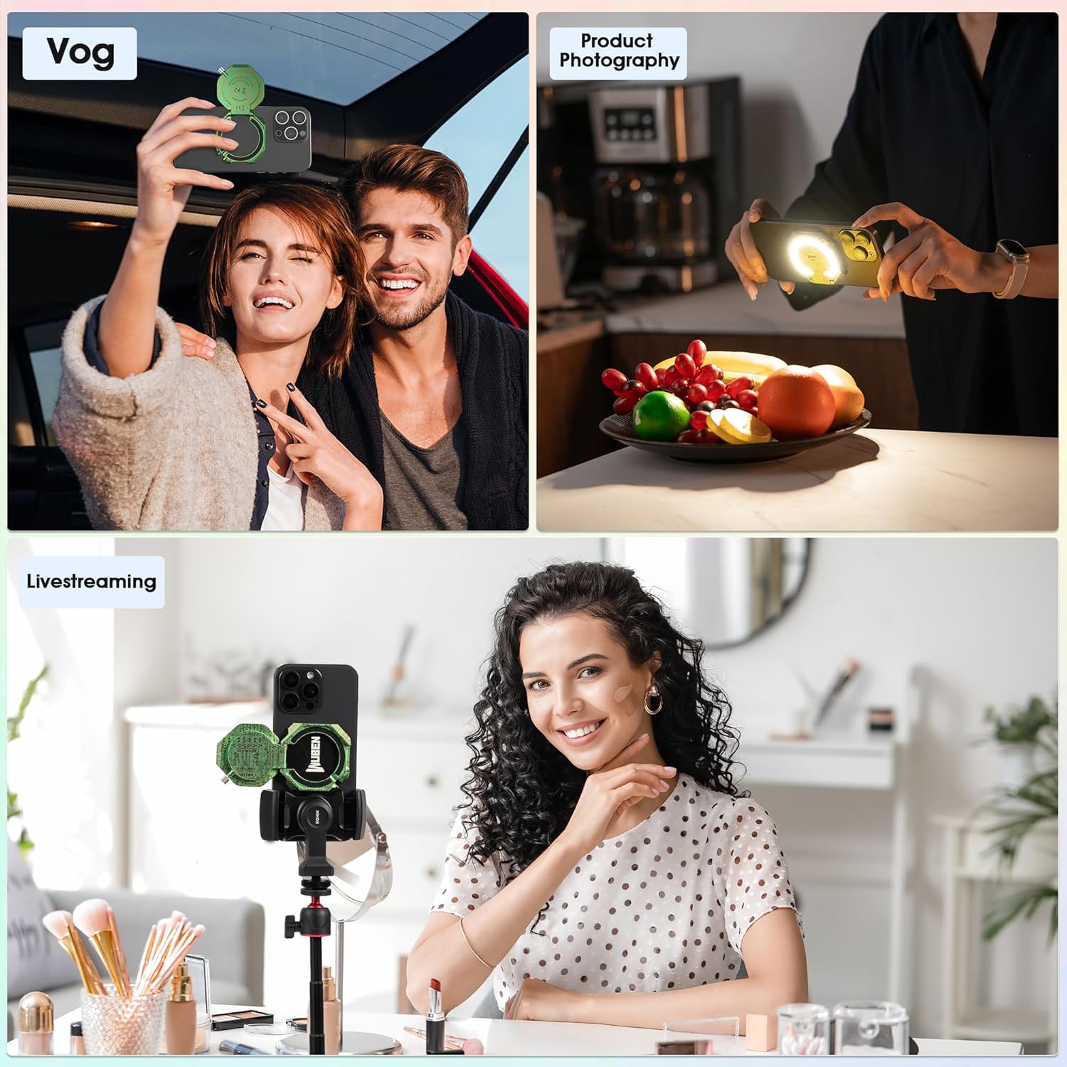 WUBEN E1 Selfie Ring Light Rechargeable Portable Selfie Fill Light Compatible with Magsafe 3 Modes Magnetic for Smart Phone Photography, Video, TikTok, Vlog (Circuit Pattern)