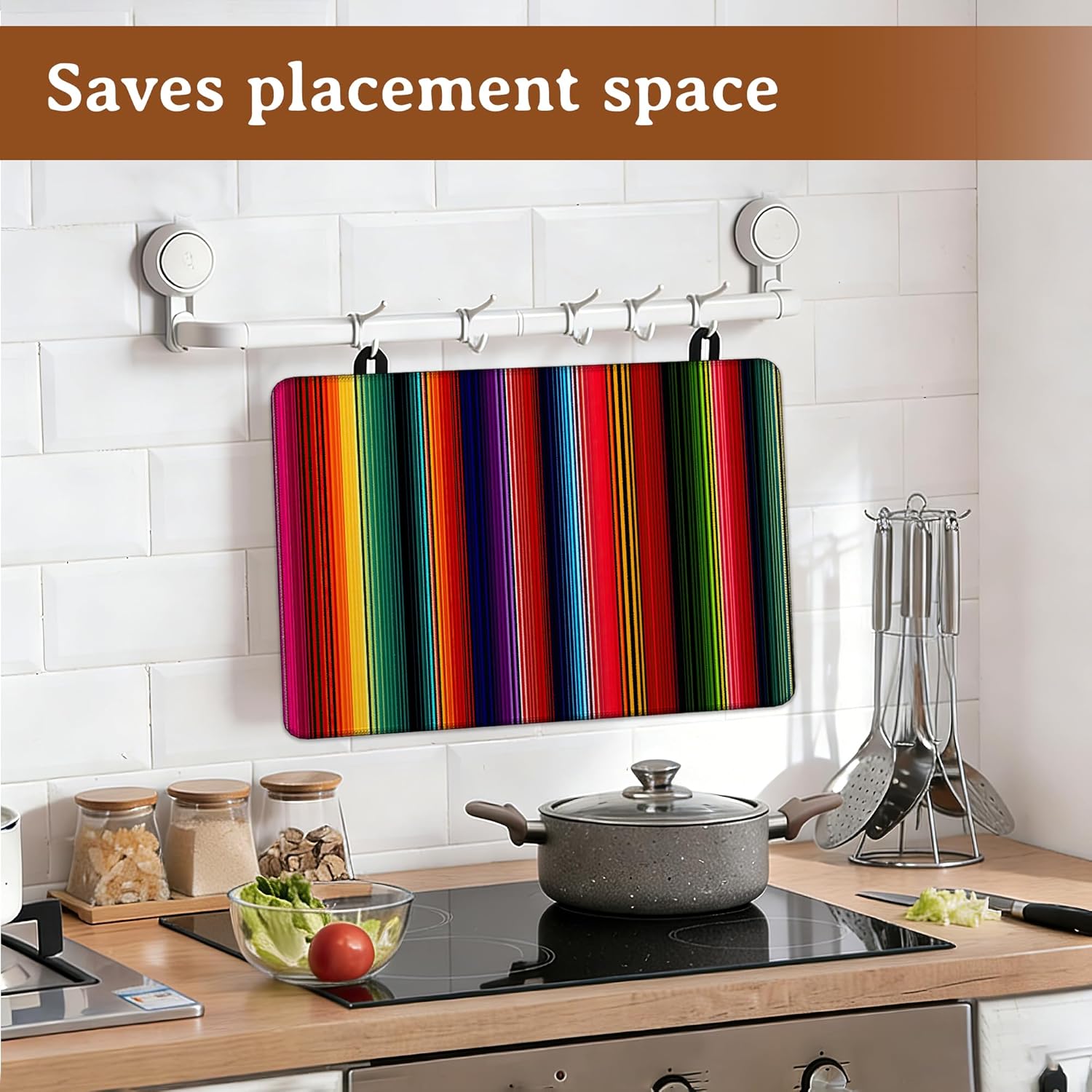 Electric Stove Top Cover,Mexican Stripes Rainbow Stove Top Cover for Electric Heat Resistant Mat for Gas Cooktop Kitchen Washable Countertop Protector Mat 28.5×20.5in