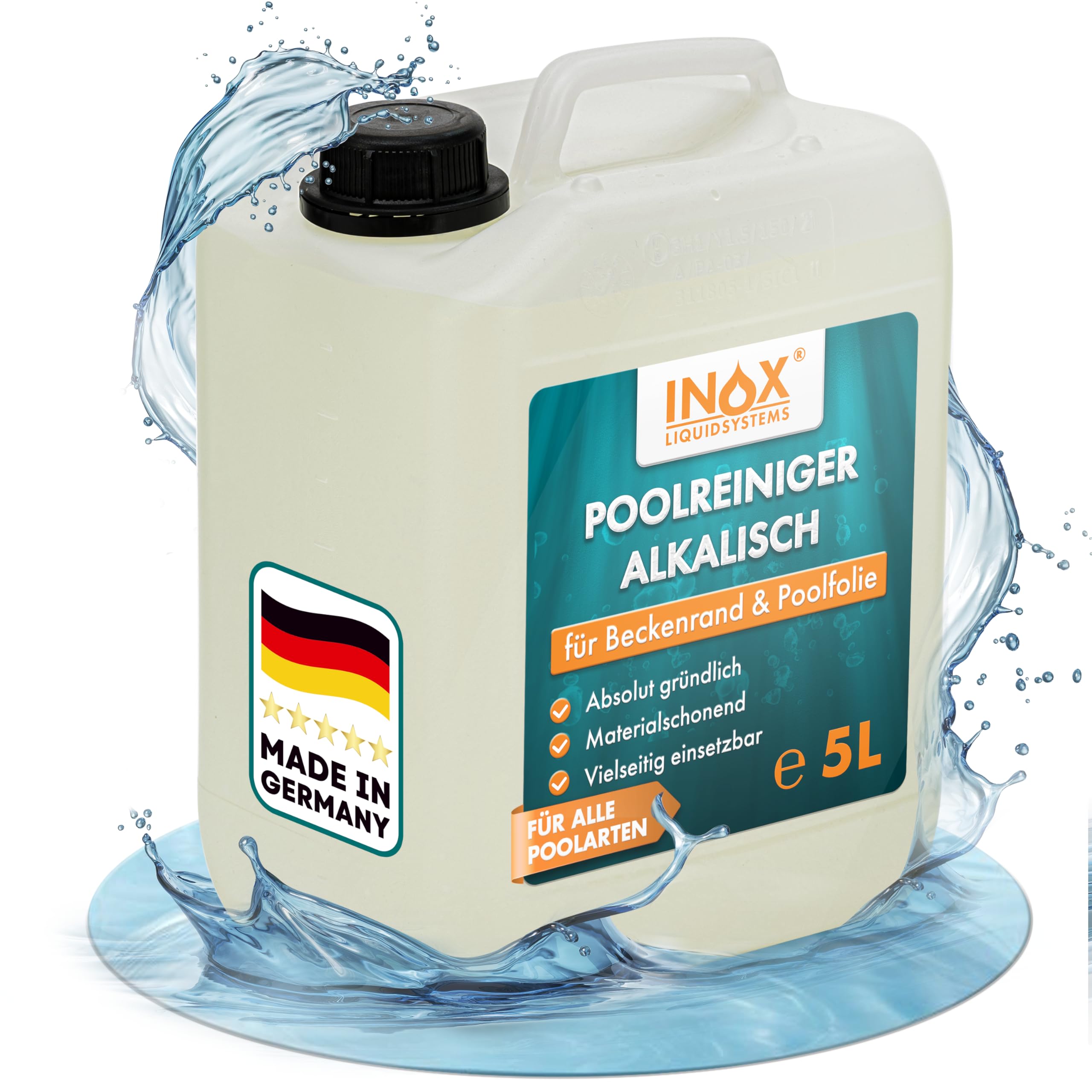 INOX Nettoyant Alcalin Pour Bords De Piscine – 2 Bidons De 5L – Élimine Les Saletés Tenaces Sur Carrelage, Céramique Et Liner