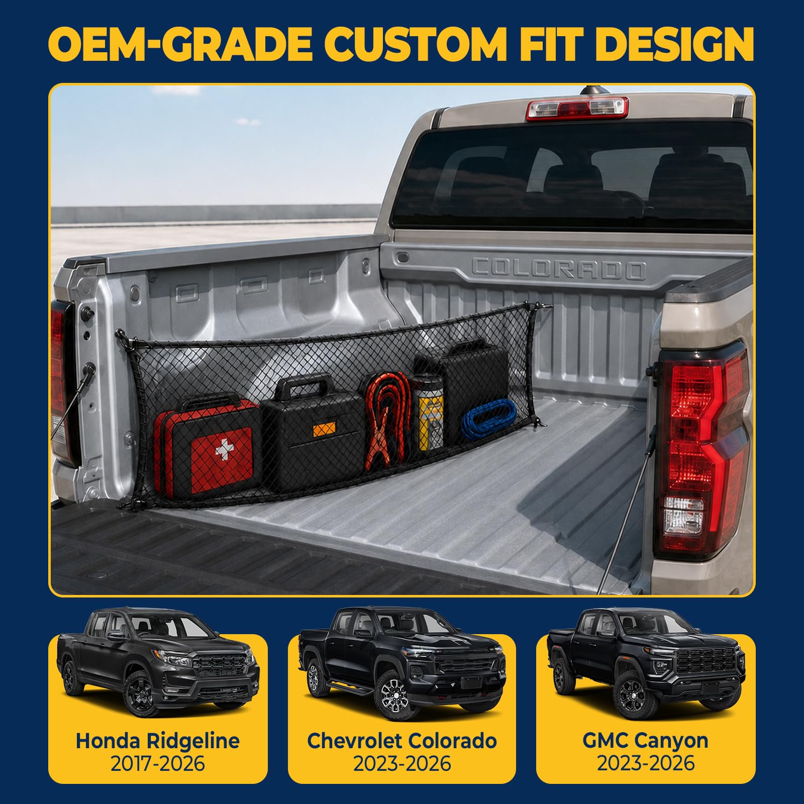 Boczna siatka ładunkowa do Honda Ridgeline 2017+, Chevy Colorado, GMC