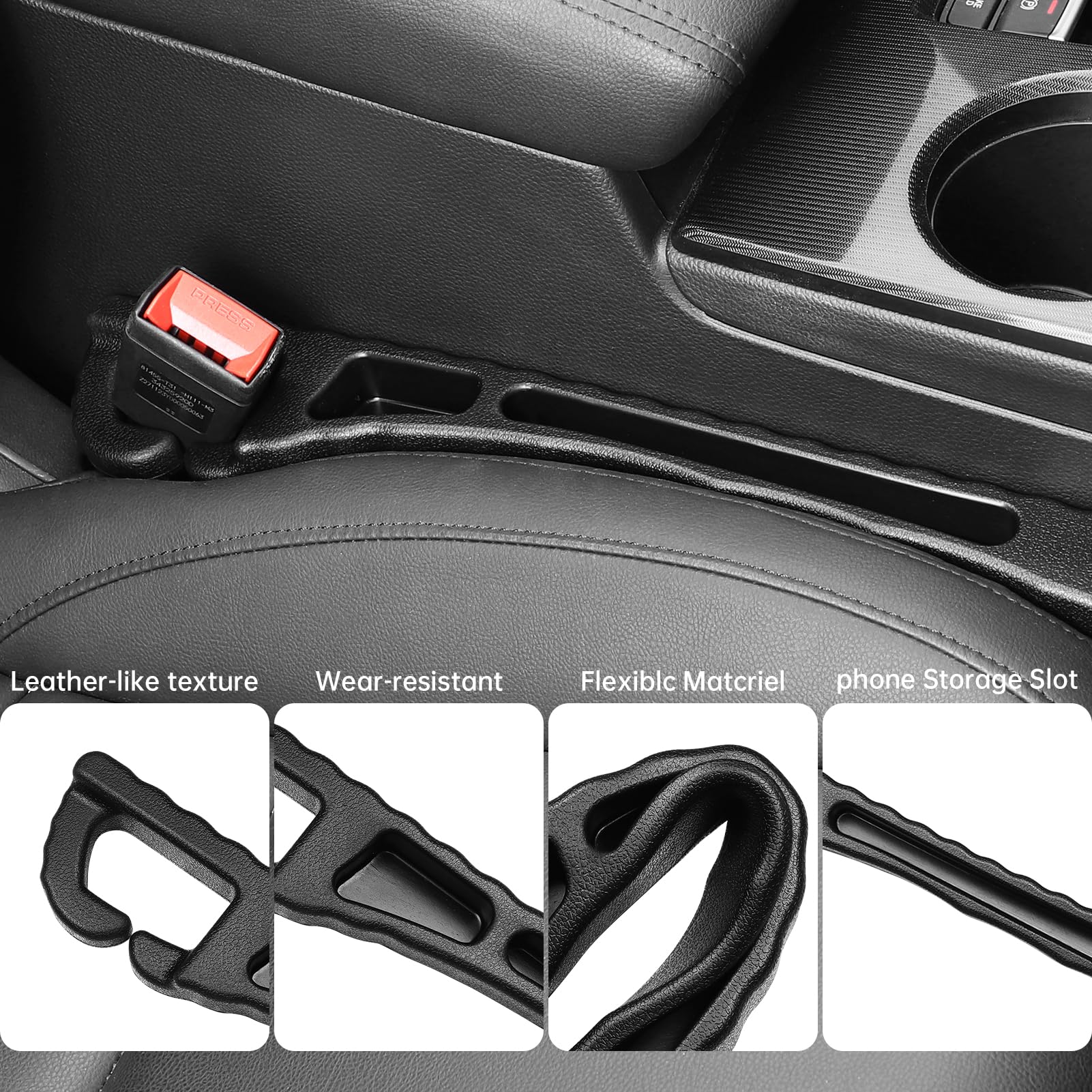 Car Seat Gap Filler Storage Bag For Toyota RAV4, Camry, Highlander & More - 2-Pack, Black, Prevents Lost Items