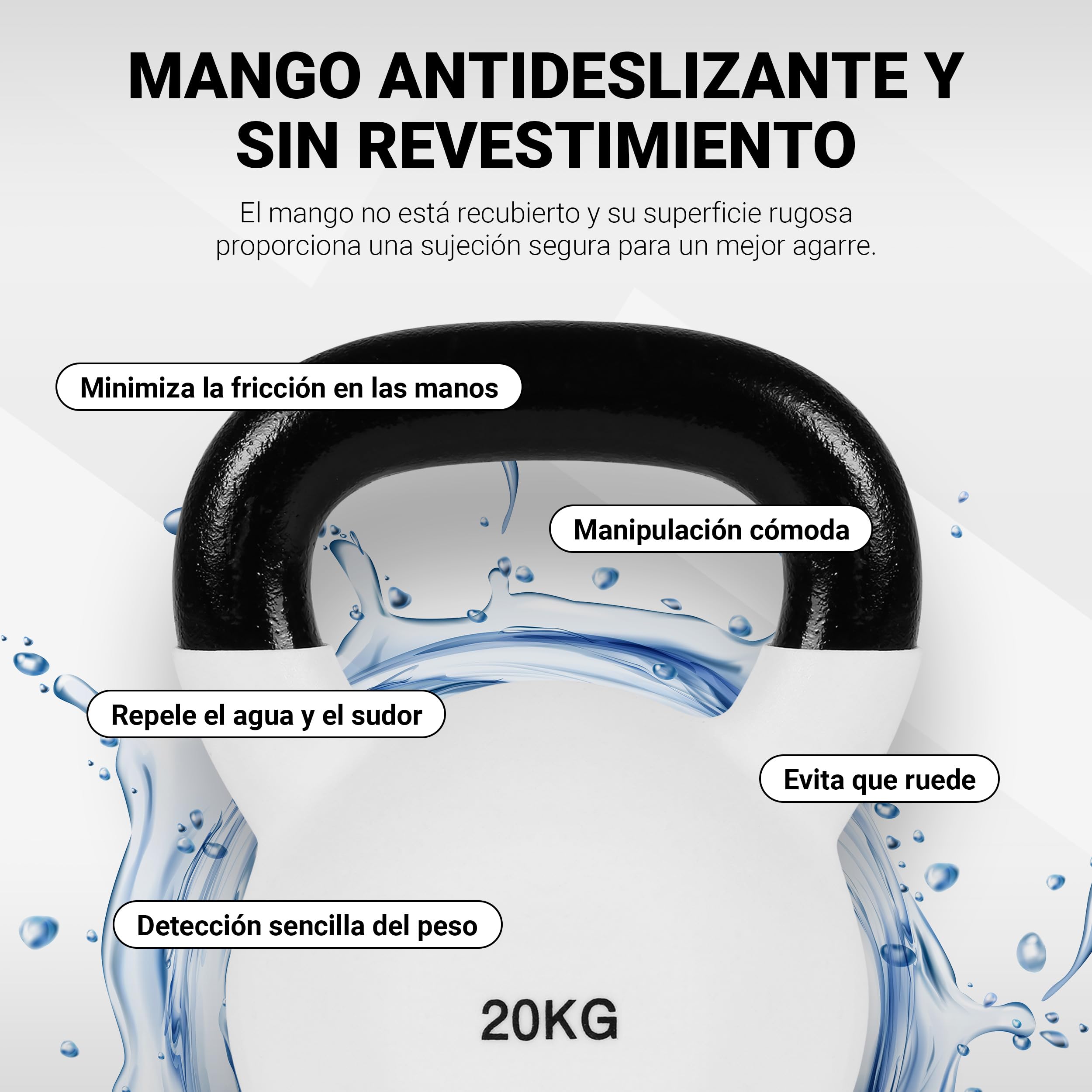 Kettlebell Profesional Neopreno 2-30 kg con póster de ejercicios, Pesas