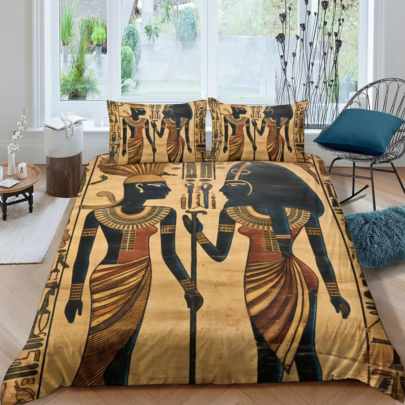 Ctjqhvkz Style-8 3D Printed Egyptian Goddess Fitted Sheet Microfiber Soft Breathable Pharaohs Bed Cover For Bedroom Guest Room Decor Single（135X200cm）