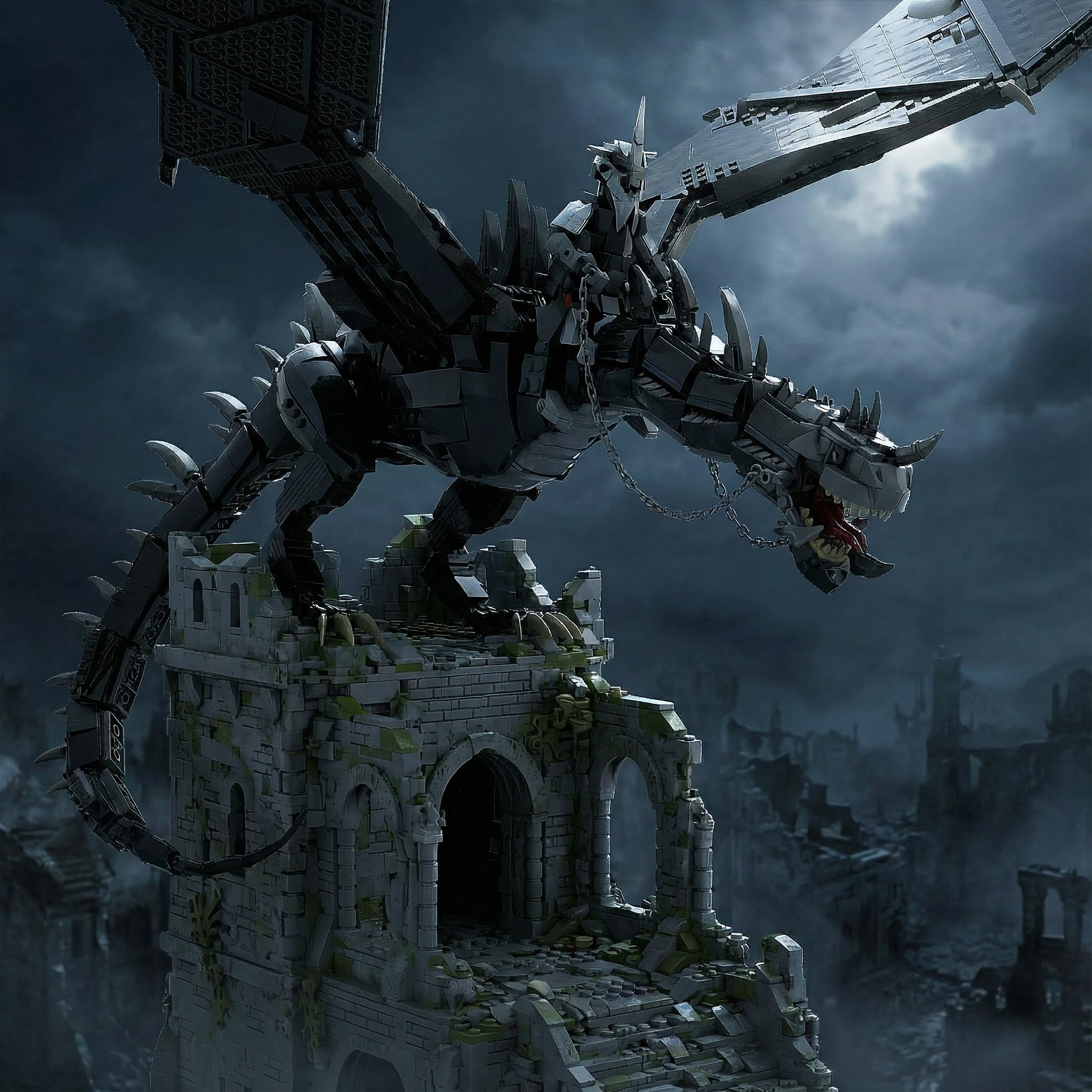Klemmbausteine Ringe Dragon Set, 80 cm Lang, 2199 Teile | Lord Magic Rings Große Drachen Modell, Für Erwachsene, Film Fans & Sammler, Kompatibel mit Youmko YM011